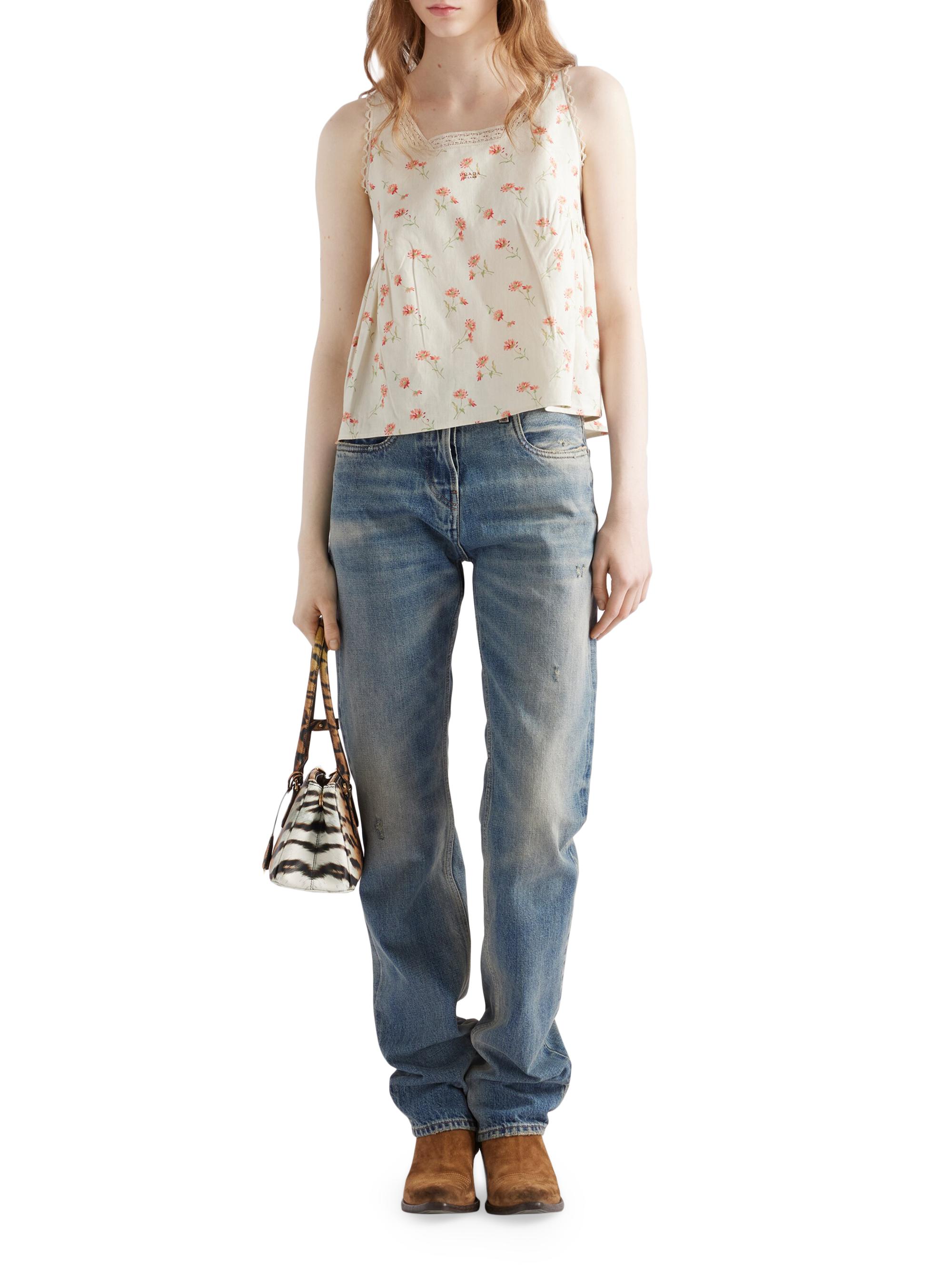 PRADA フローラルプリント トップス 38 Ebony Floral print satin shirt | PRADA