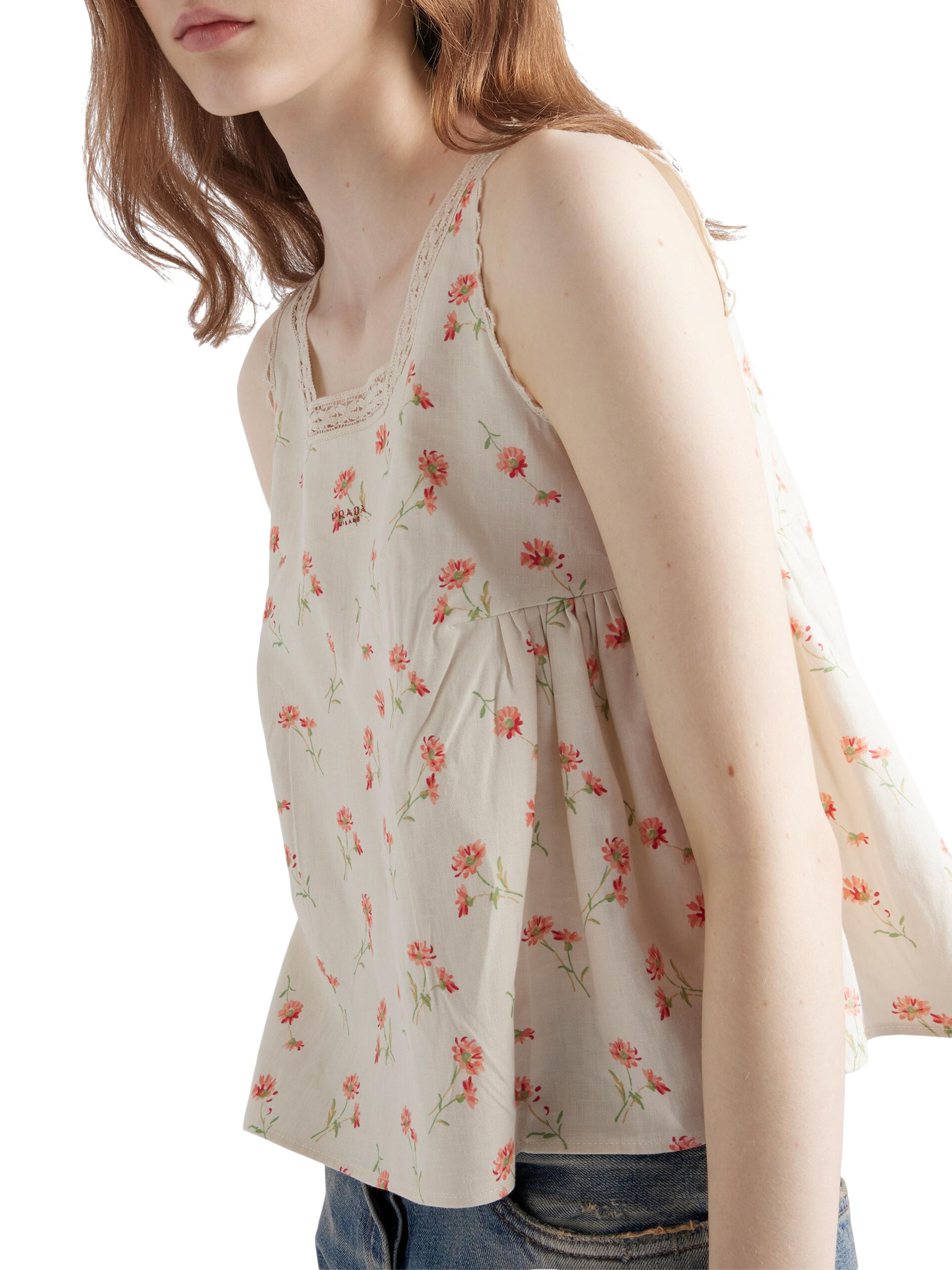 PRADA リッププリント キャミソール 40 Prada Embroidered Floral