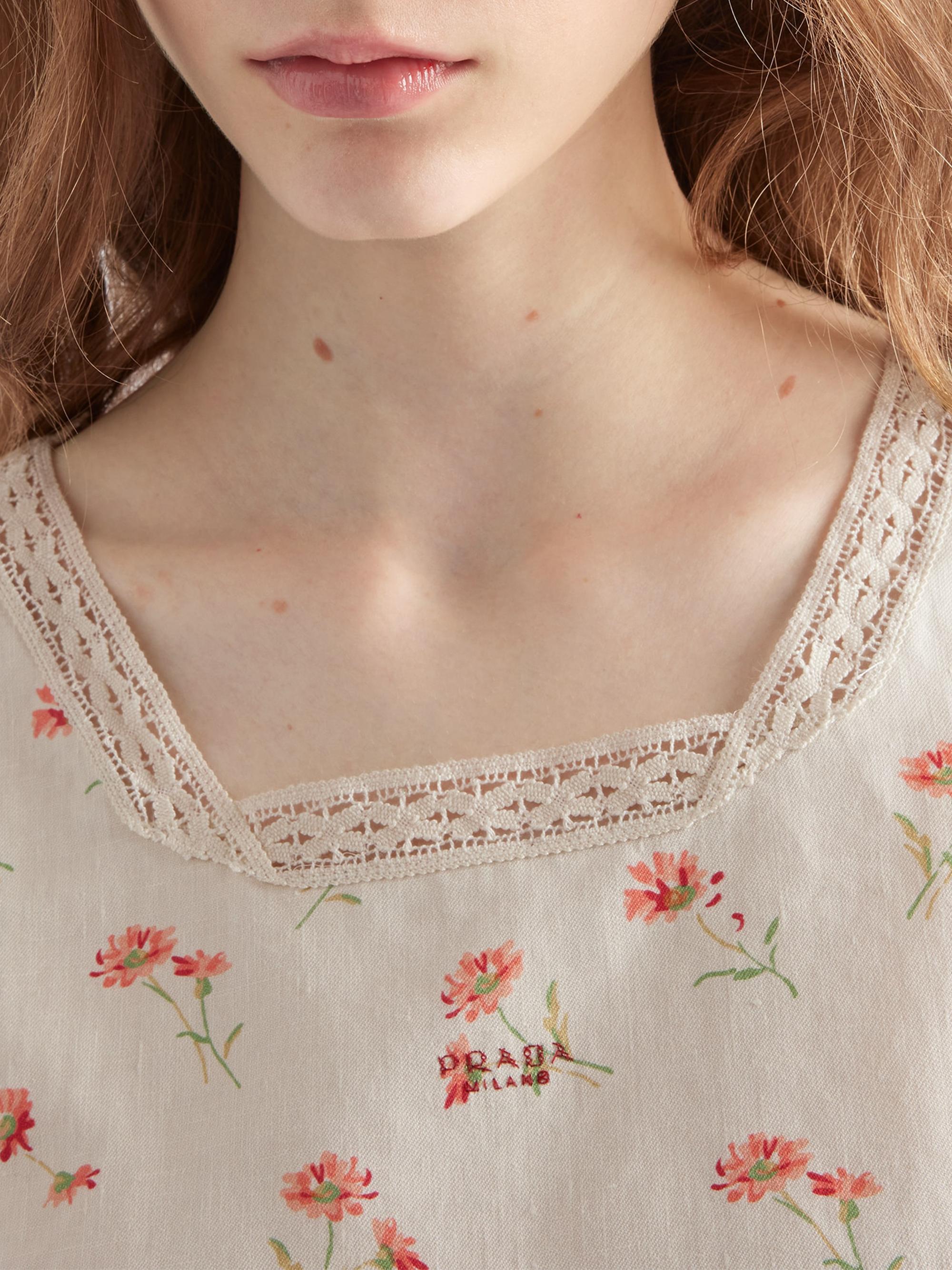 Prada Embroidered Floral Print Linen Top | Saks Fifth Avenue