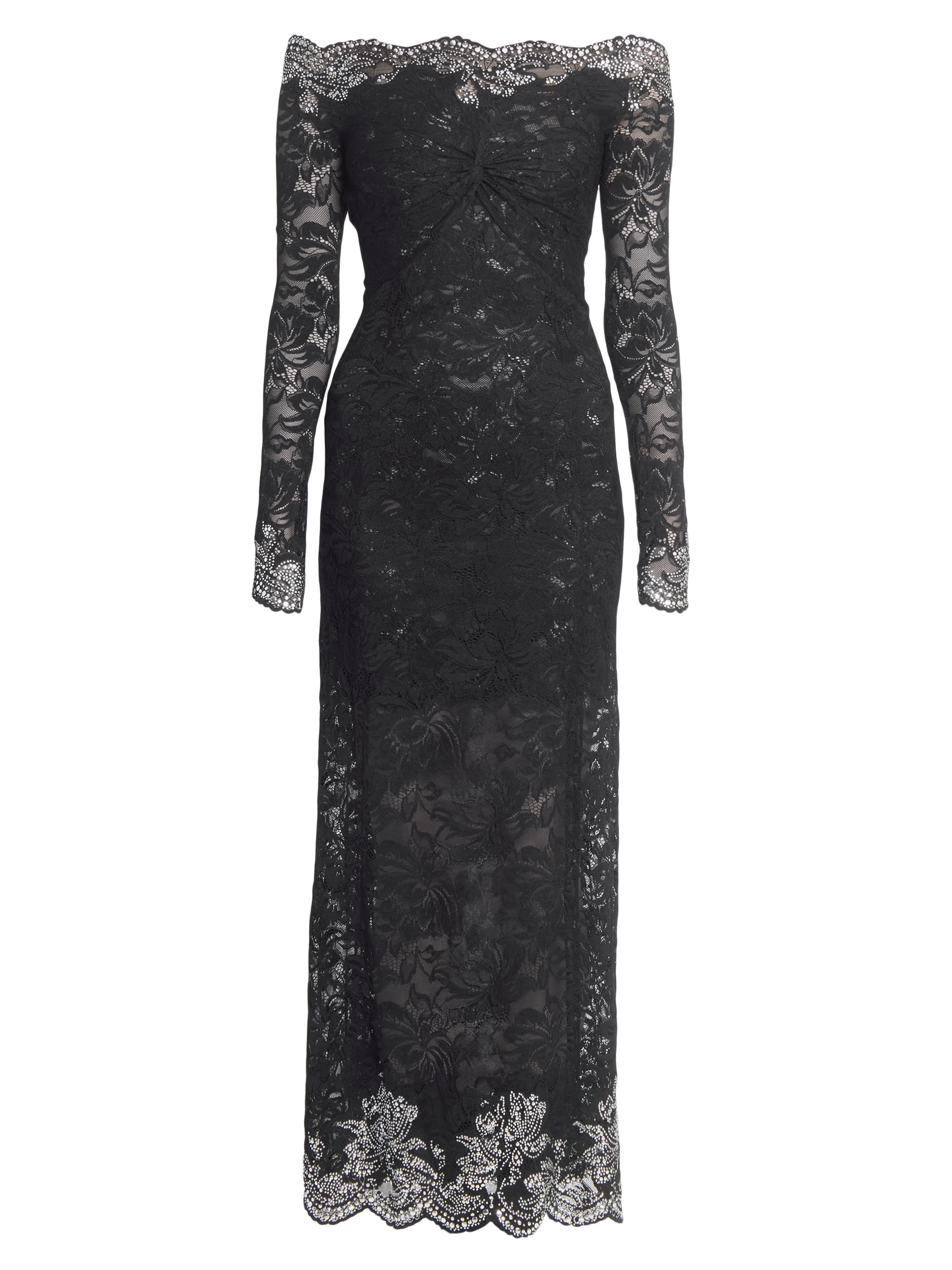 Paco Rabanne Women's Lace Off-The-Shoulder Column Maxi Dress - Black