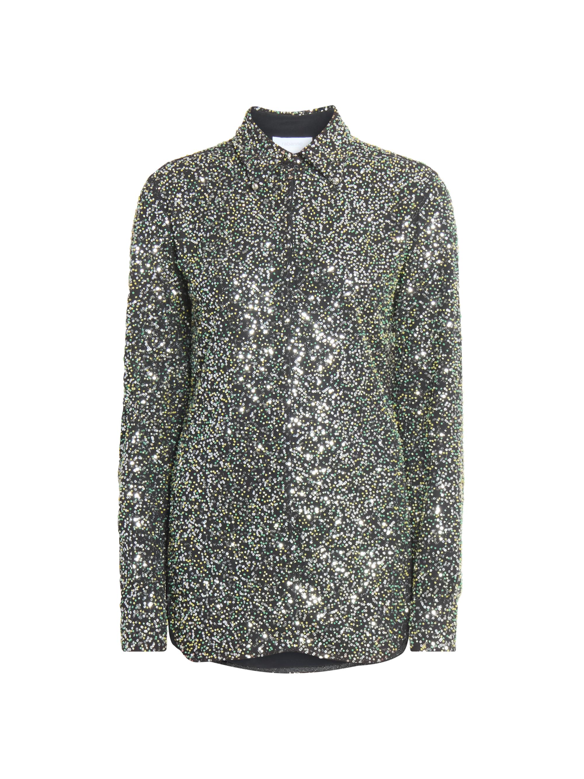 Paco Rabanne Women's Sequined Crepe Shirt - Black