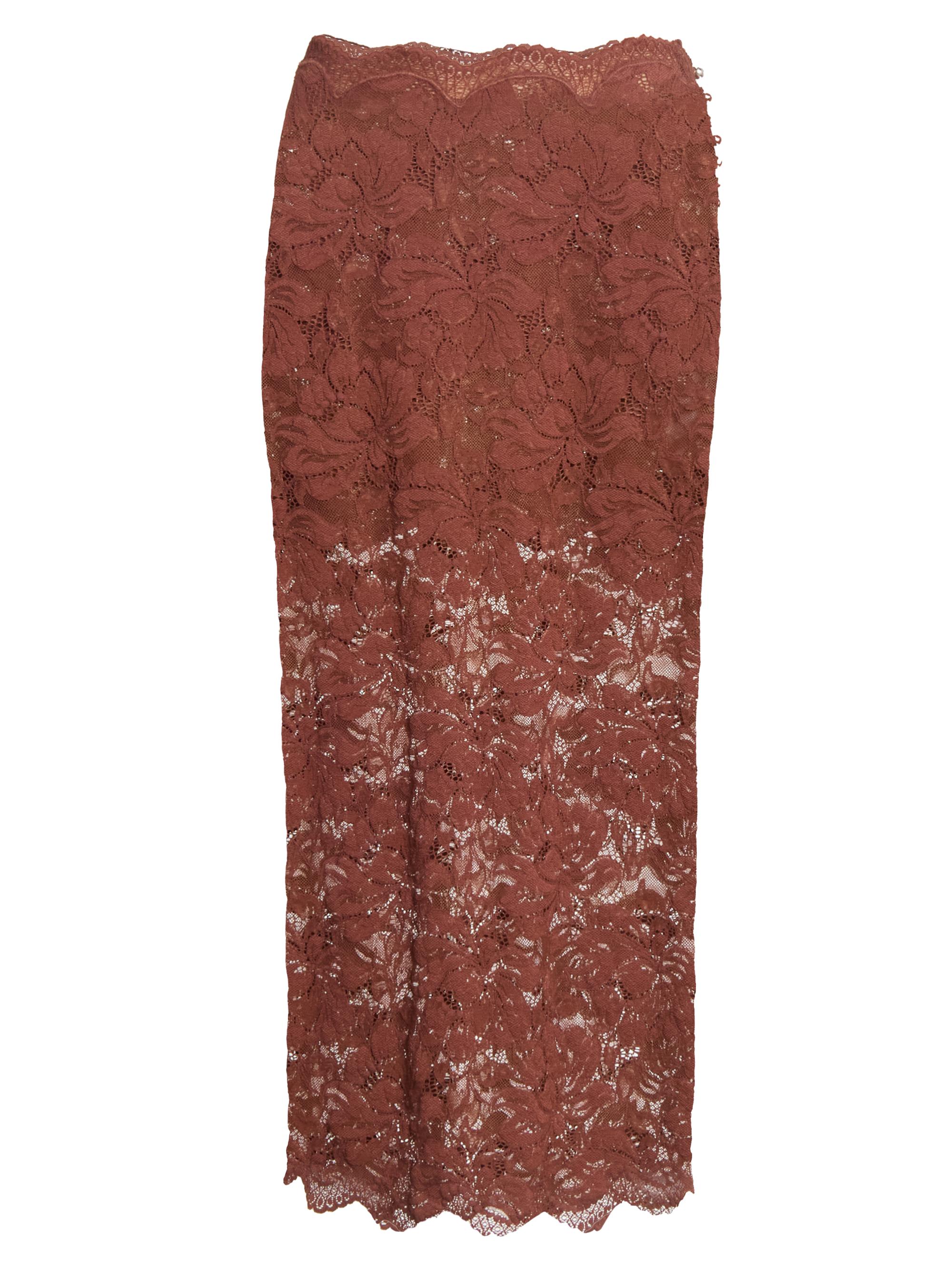 Paco Rabanne Women's Lace Maxi Skirt - Cinamon Brown