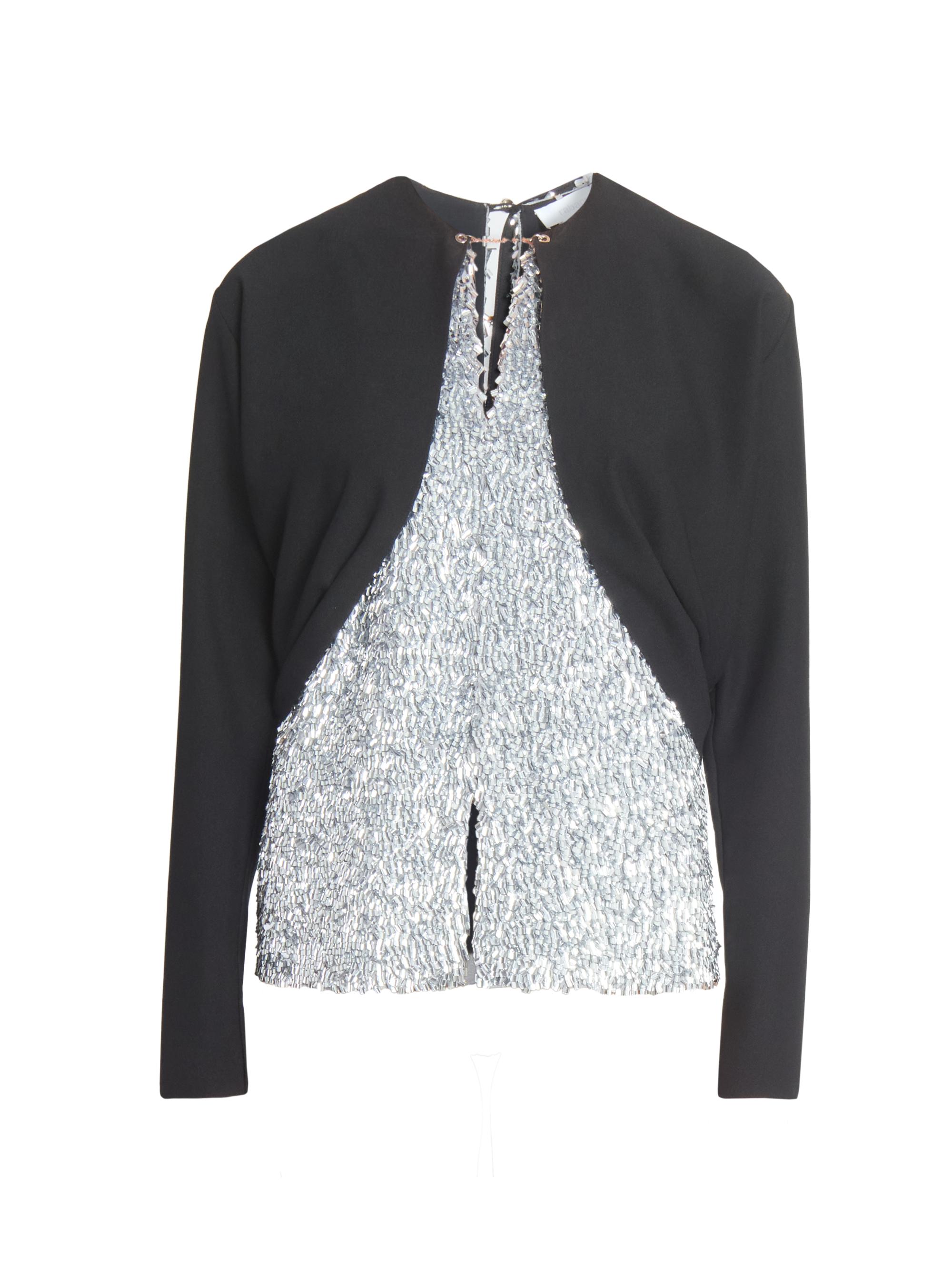 Paco Rabanne Women's Metallic Crepe Blouse - Black