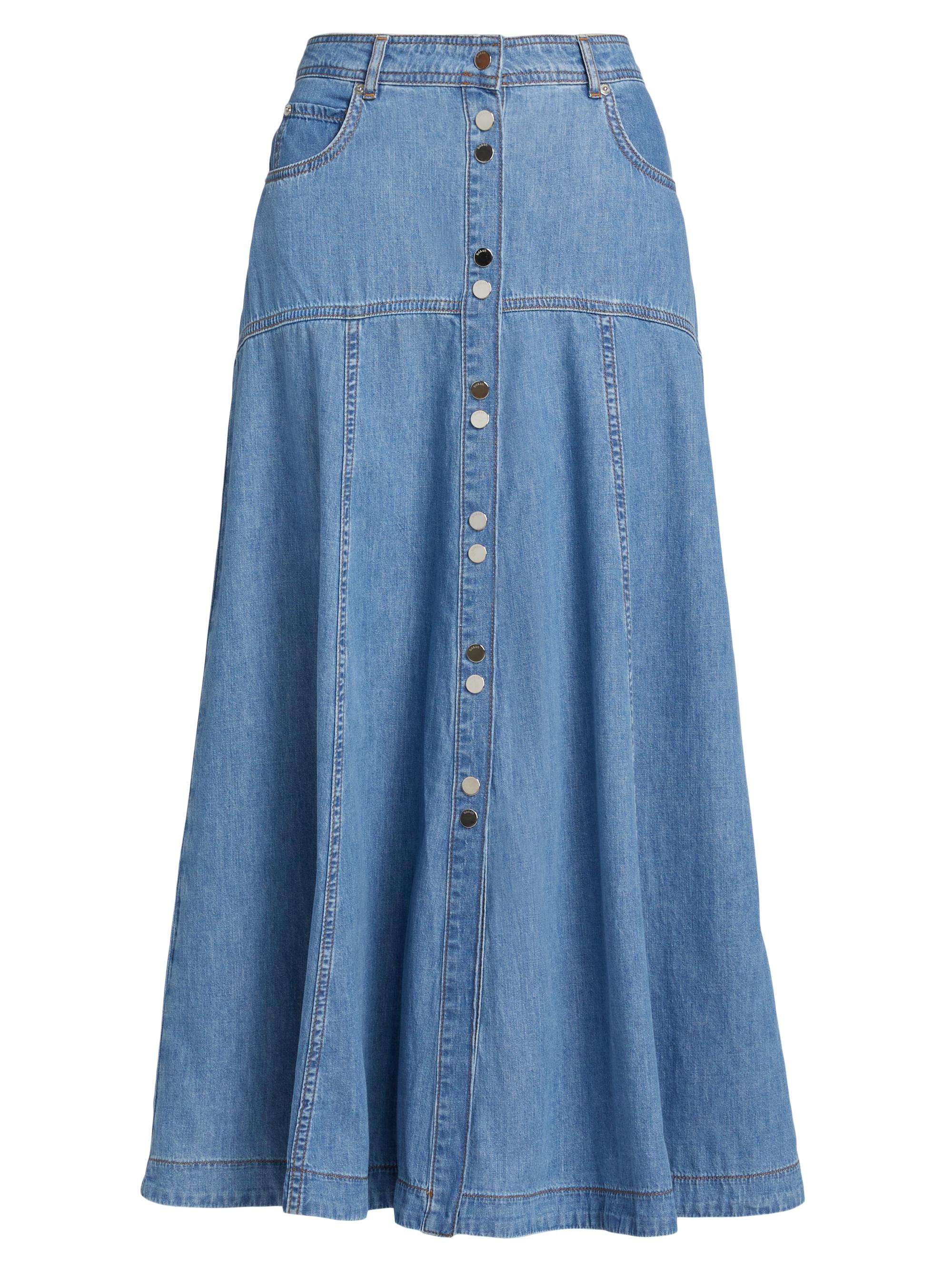 ba & sh Women's Denim A-Line Midi-Skirt - Light Used Blue