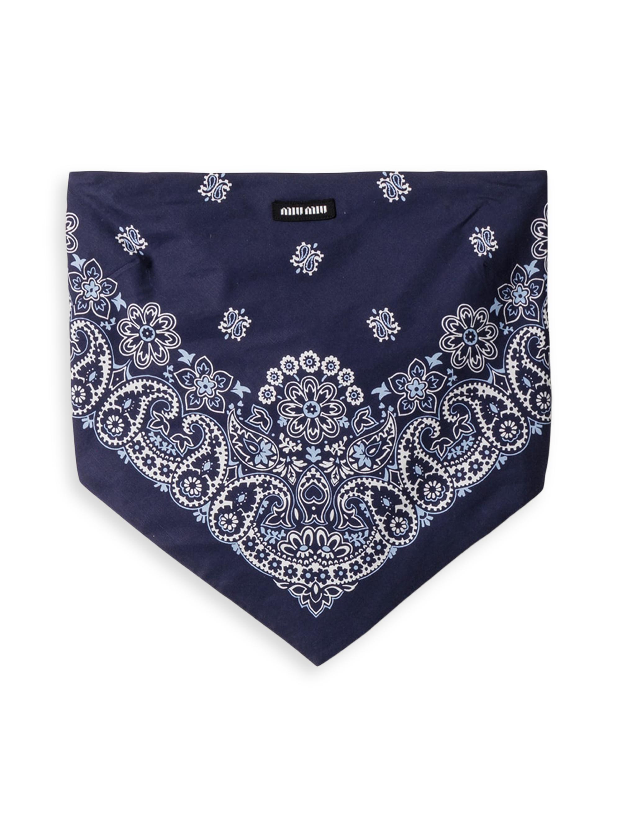 Miu Miu Women's Printed Poplin Bandana Top - Blue