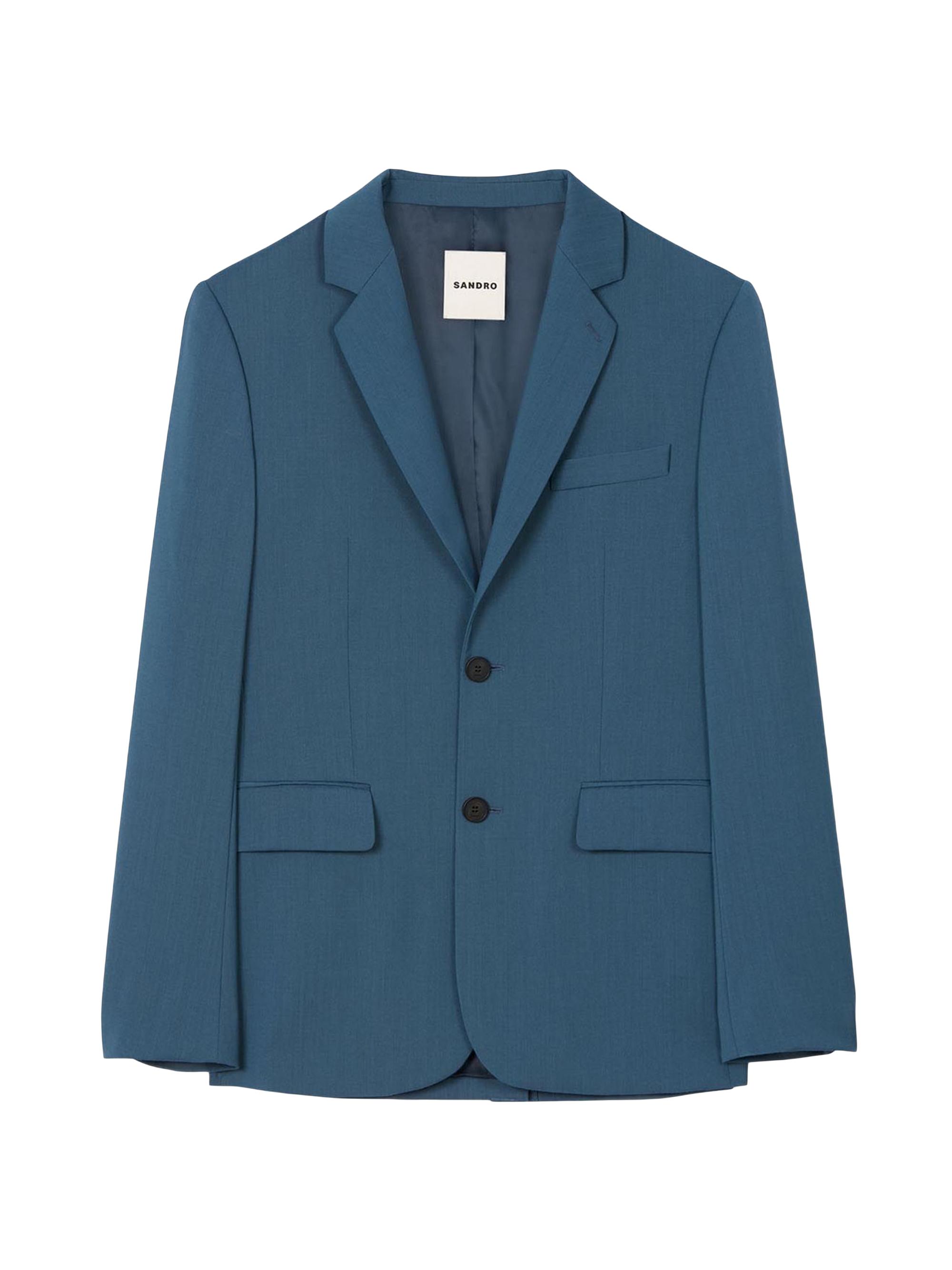 Sandro Men's Wool Suit Jacket - Thunderstorm Blue