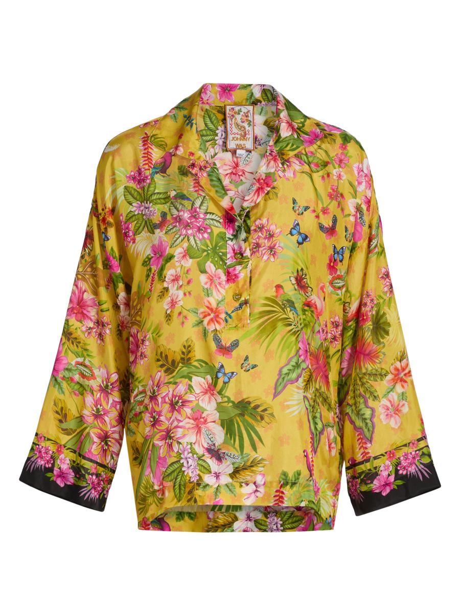 Johnny Was Koa Floral Silk Blouse | Saks Fifth Avenue