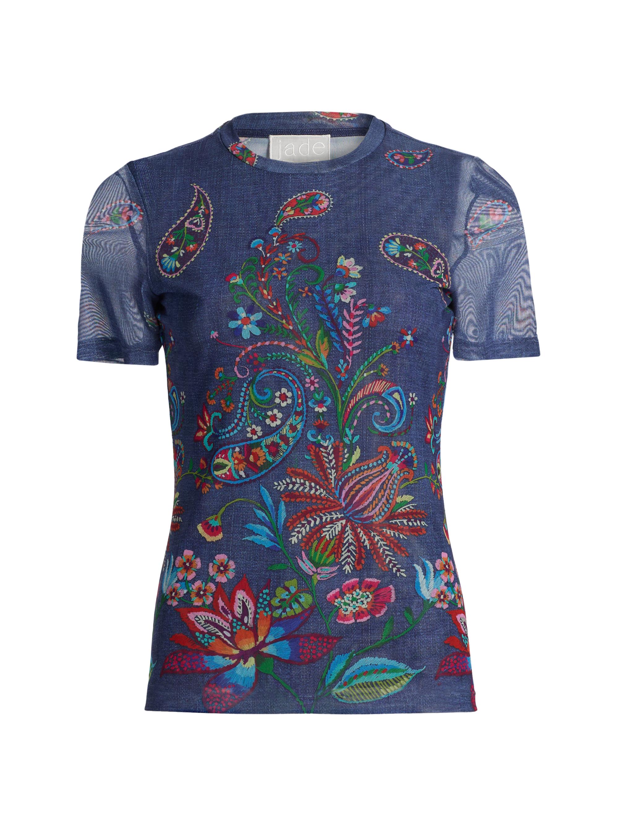 Johnny Was Women's Eleanor Printed Mesh T-Shirt - Carlie