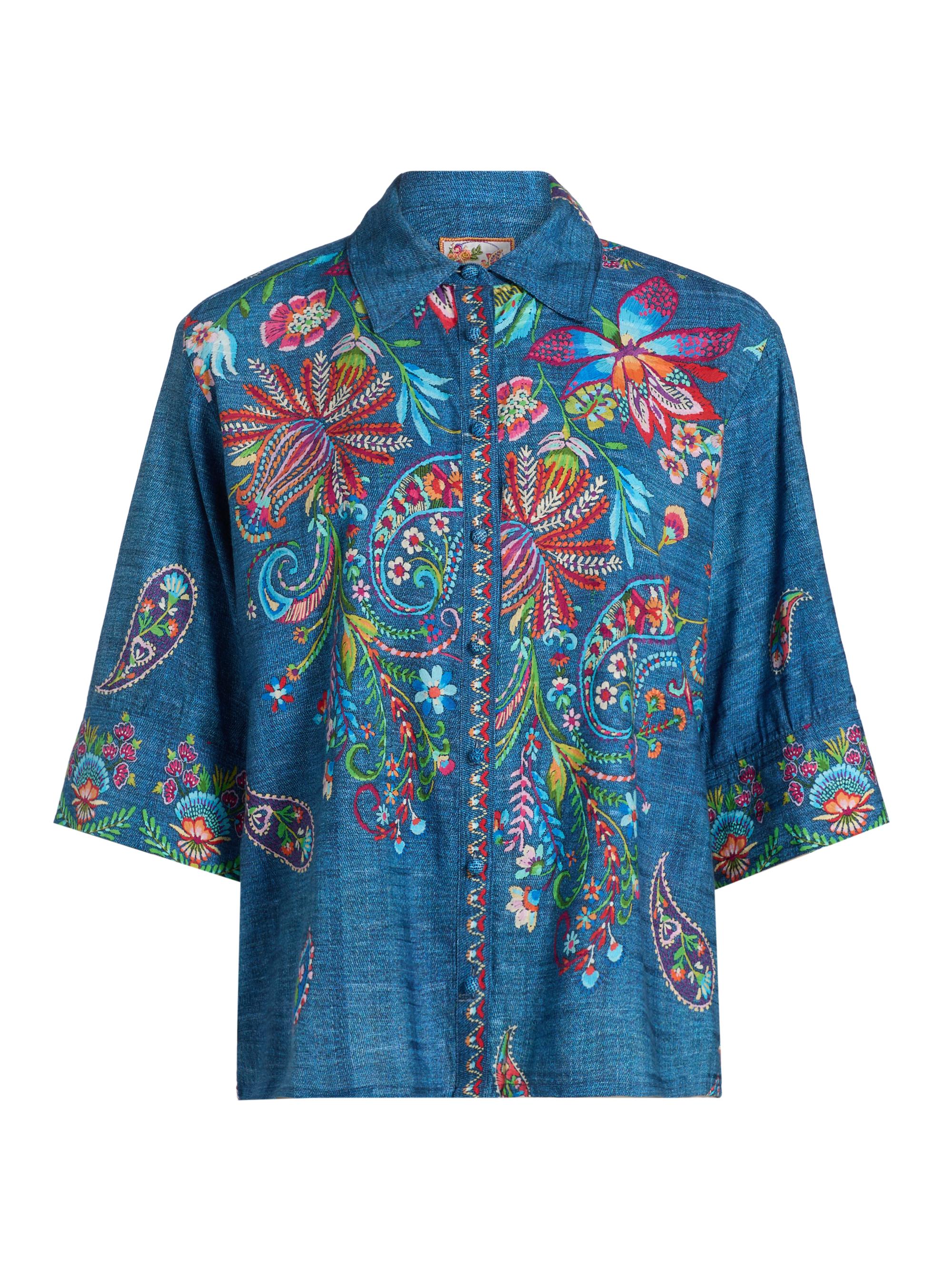 Johnny Was Women's Carrie Embroidered Denim Shirt - Carlie