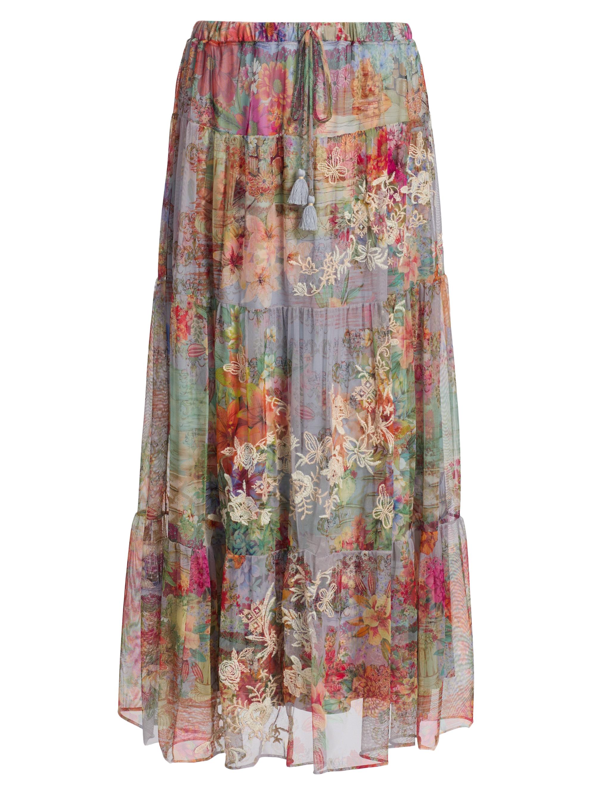 Johnny Was Women's Katy Tiered Floral Mesh Midi-Skirt - Asteria