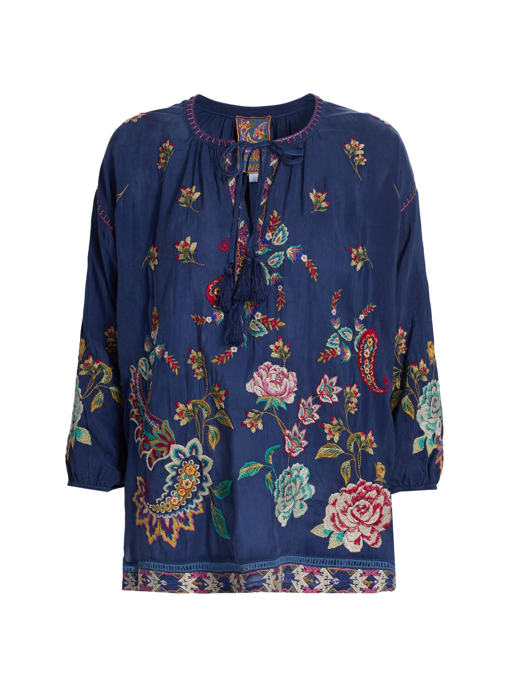 Johnny Was Women's Kendra Margot Embroidered Blouse - Blue Night
