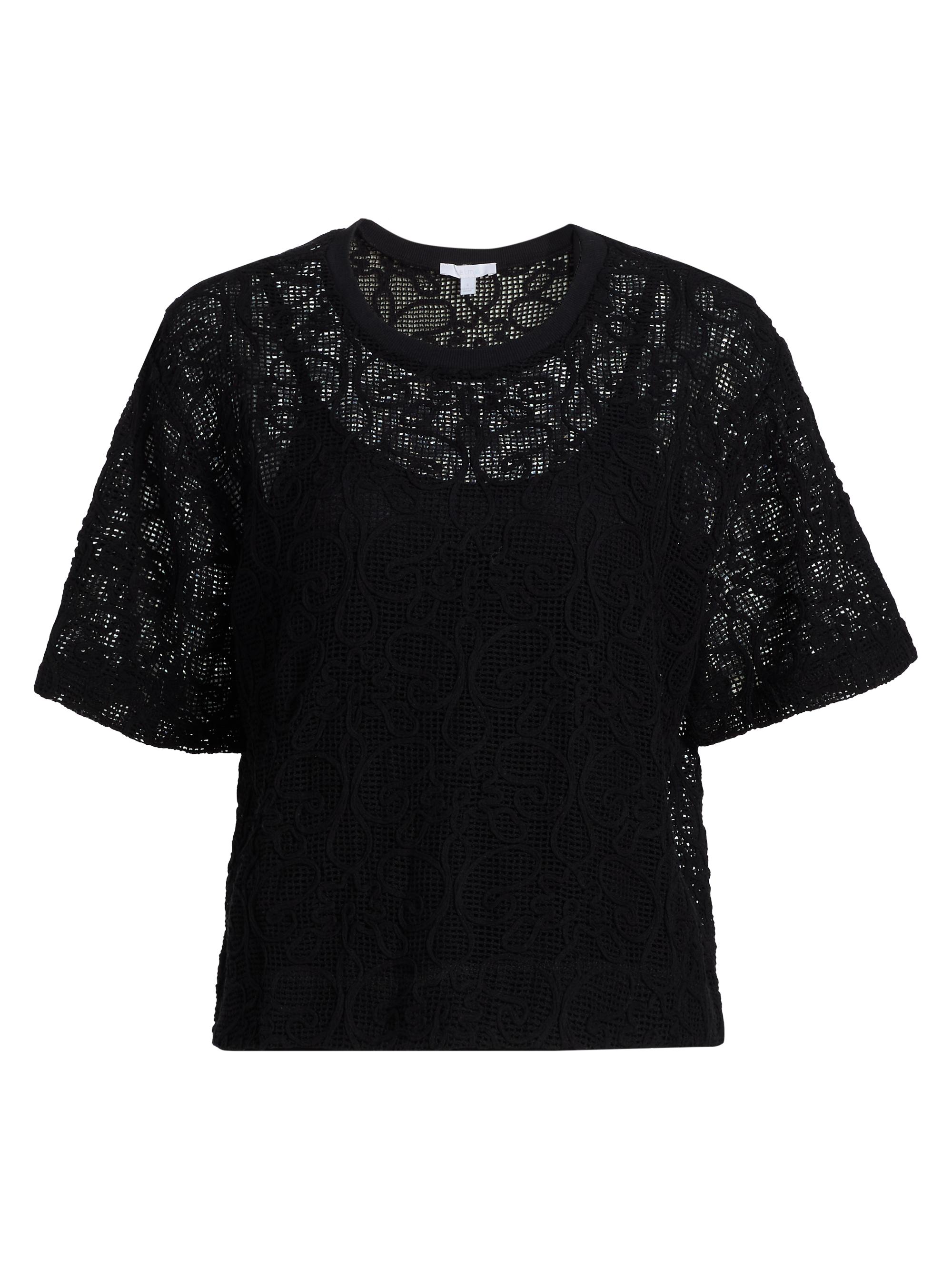 Johnny Was Women's Textured Mesh Boxy Top - Black Beau