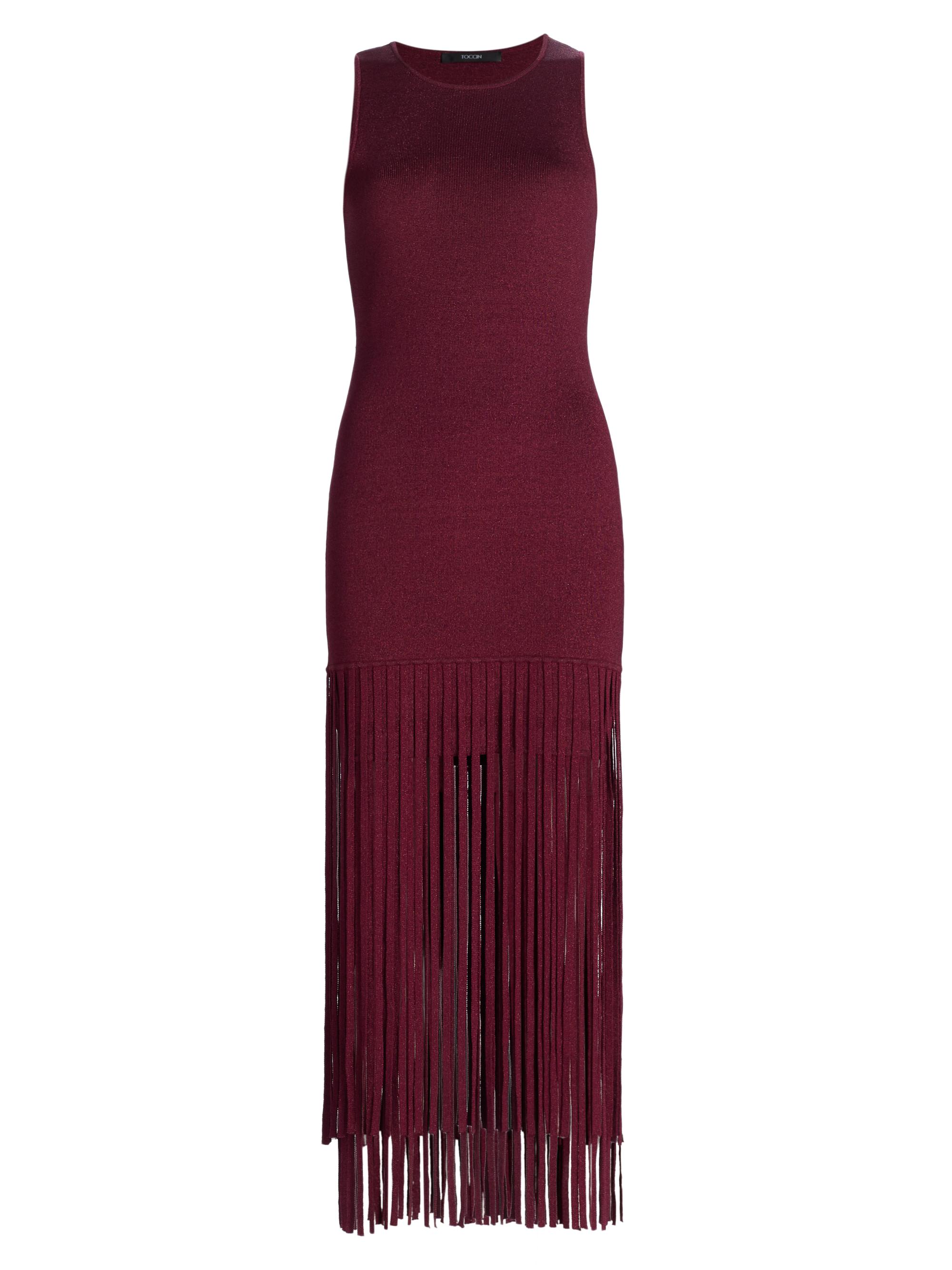 Toccin Women's Margaux Fringe-Hem Dress - Electric Cherry Gold
