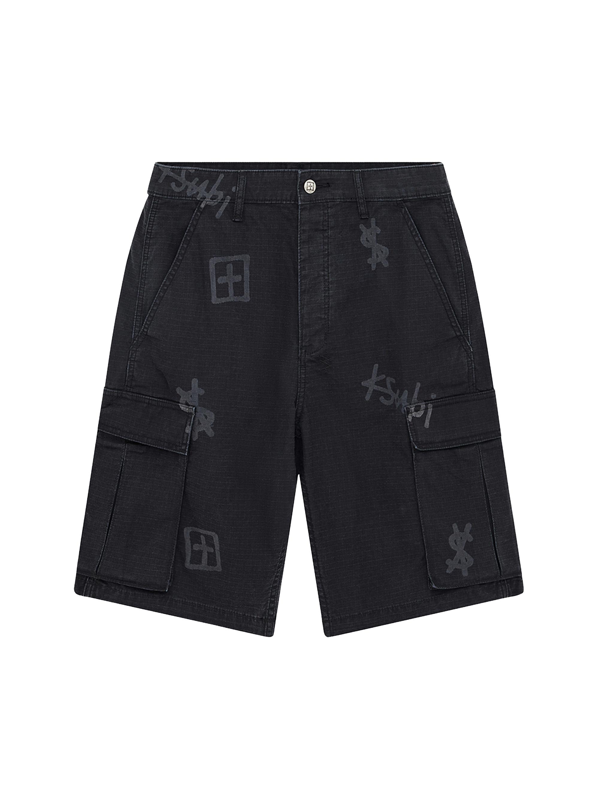 Ksubi Men's Fugitive Ripstop Mid-Rise Cargo Shorts - Black