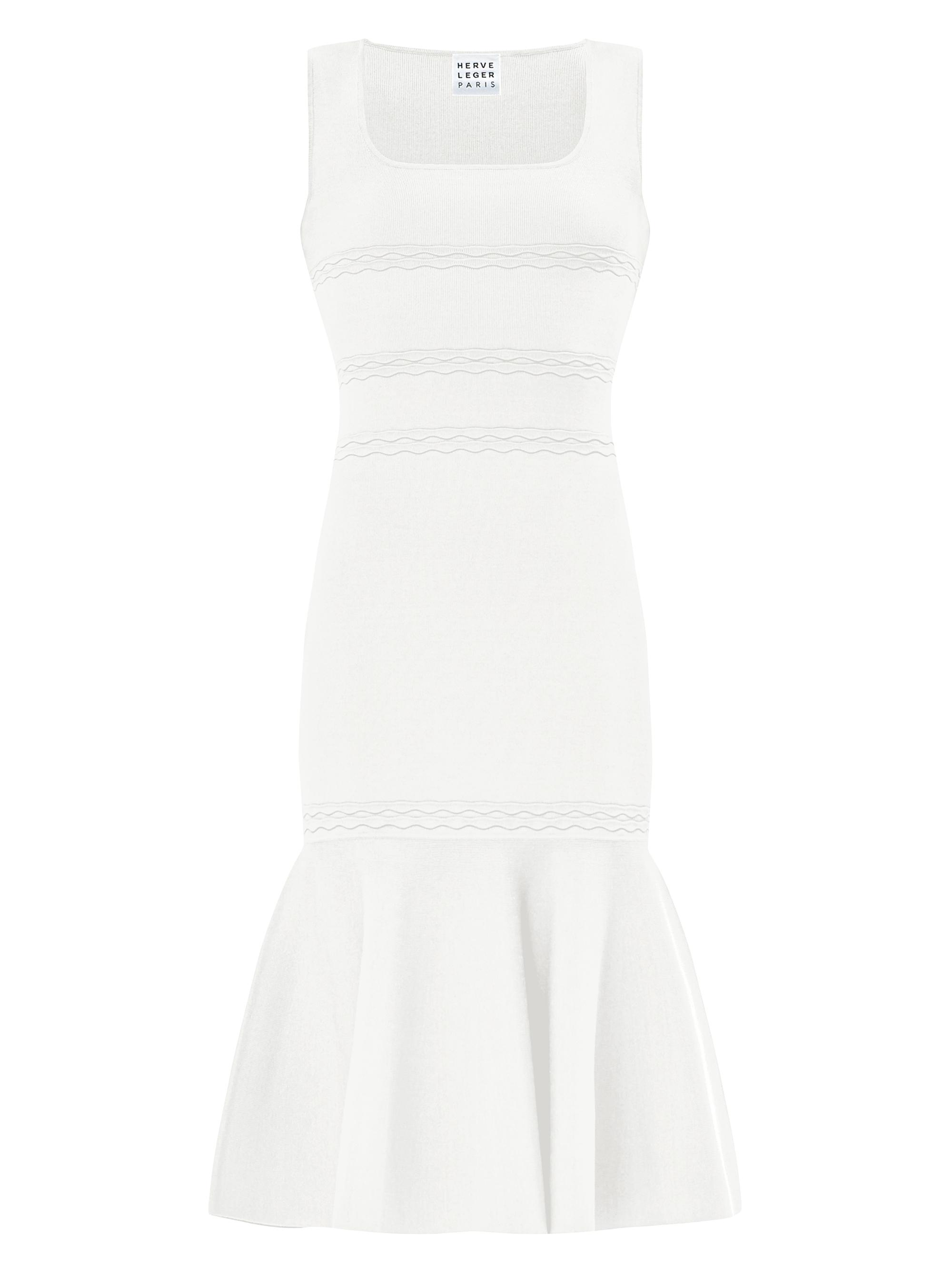 Hervé Léger Women's The Camille Fit-and-Flare Midi-Dress - Alabaster
