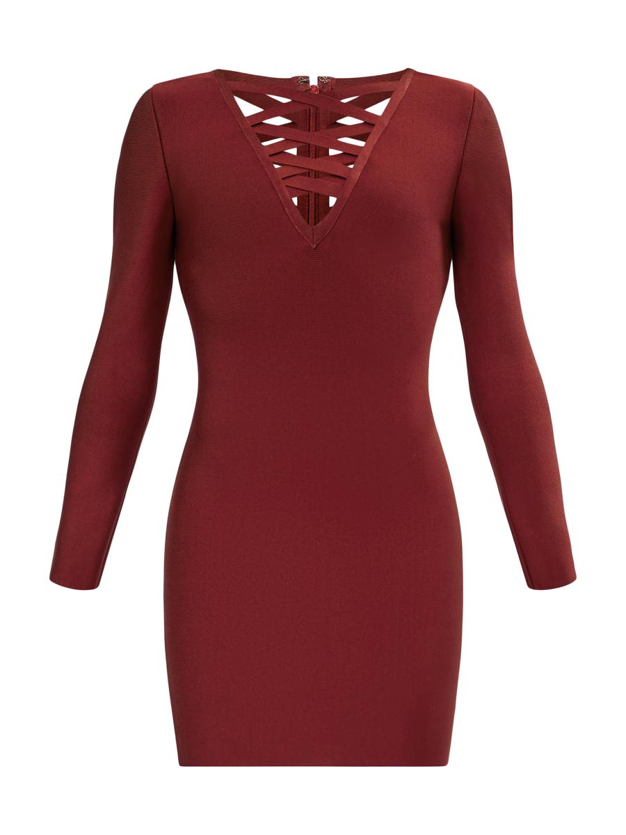 Herve Leger Women's The Tabitha Strappy Body-con Minidress In Burgundy