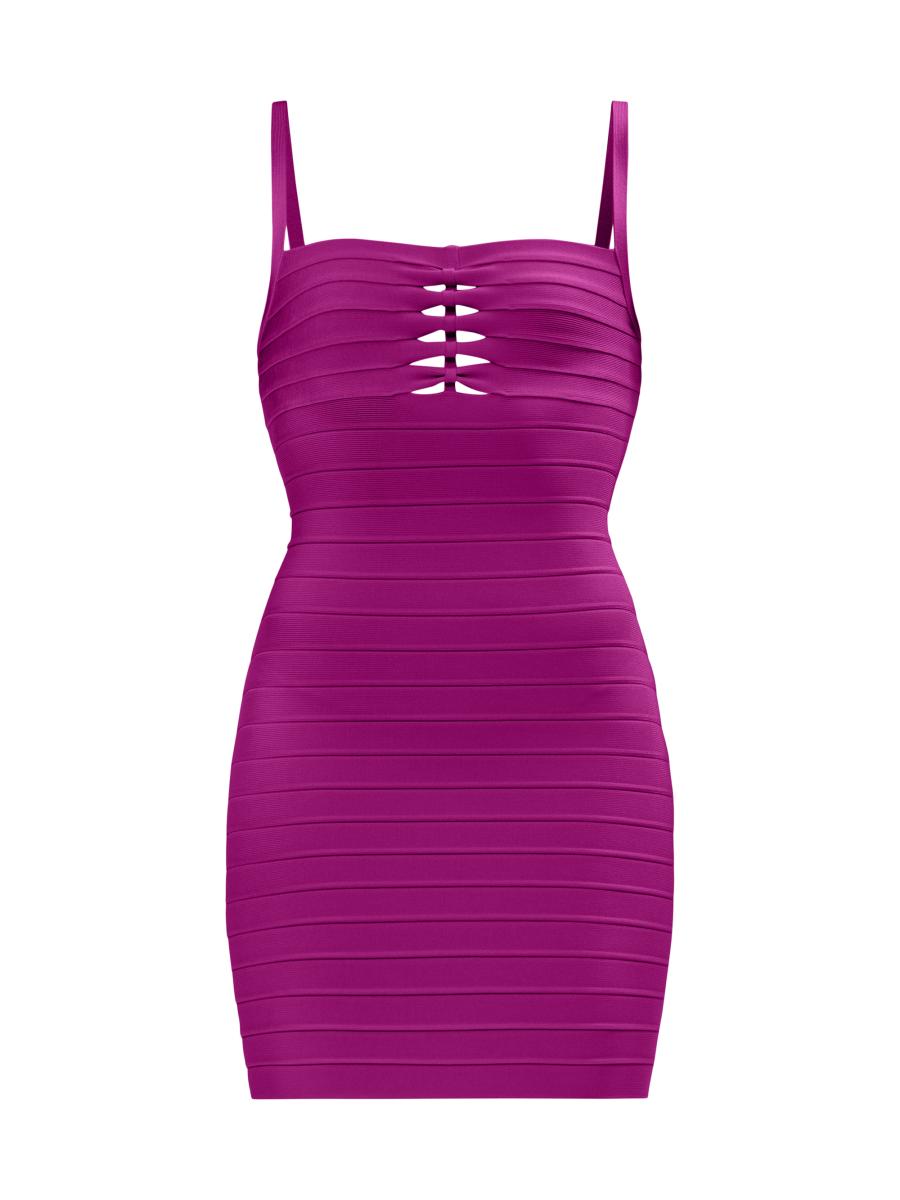 Herve Leger Women's The Emerson Bandage Body-con Minidress In Purple