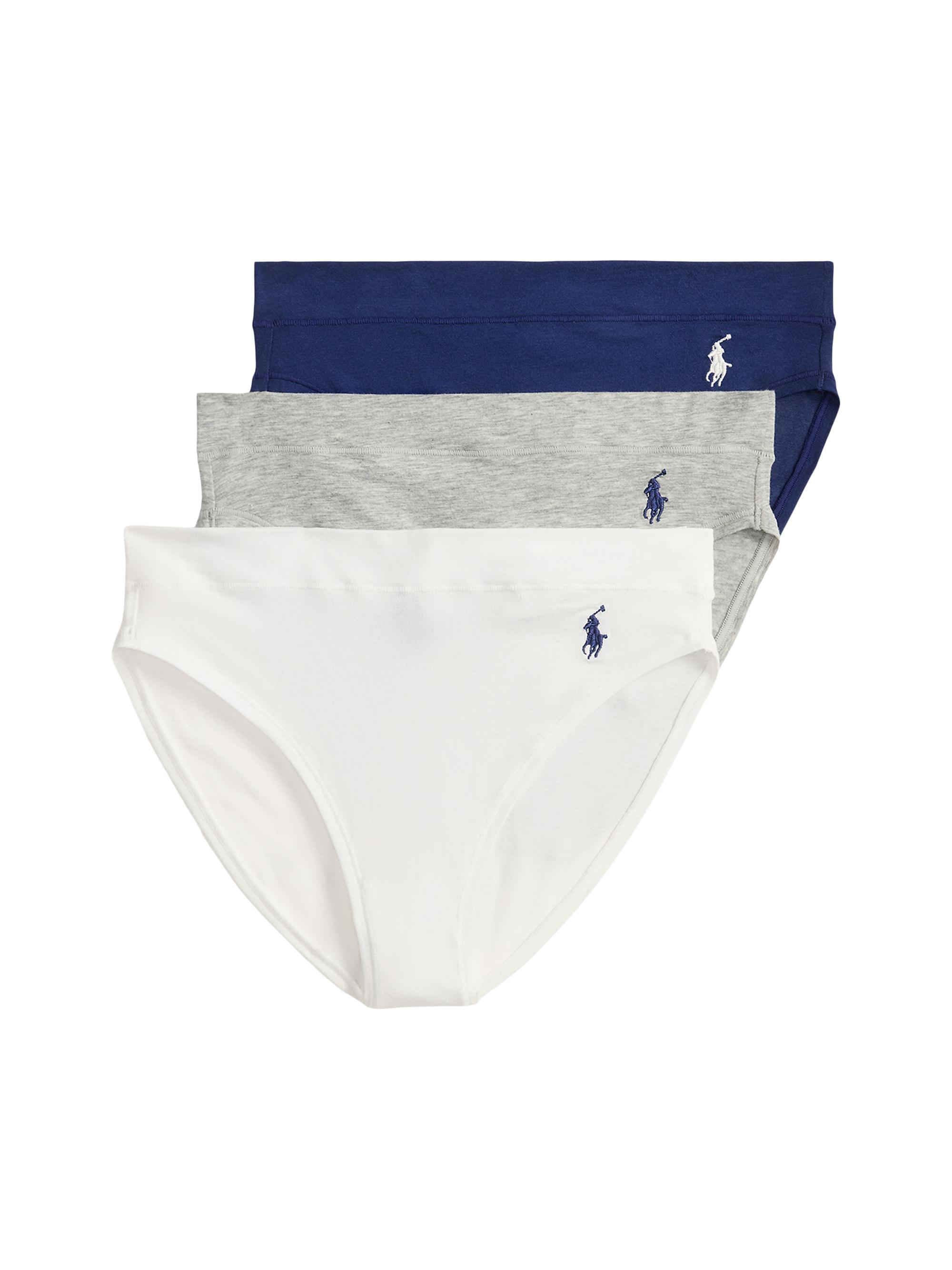 Polo Ralph Lauren Women's Club Cotton 3-Pack Brief Set - White Grey Navy
