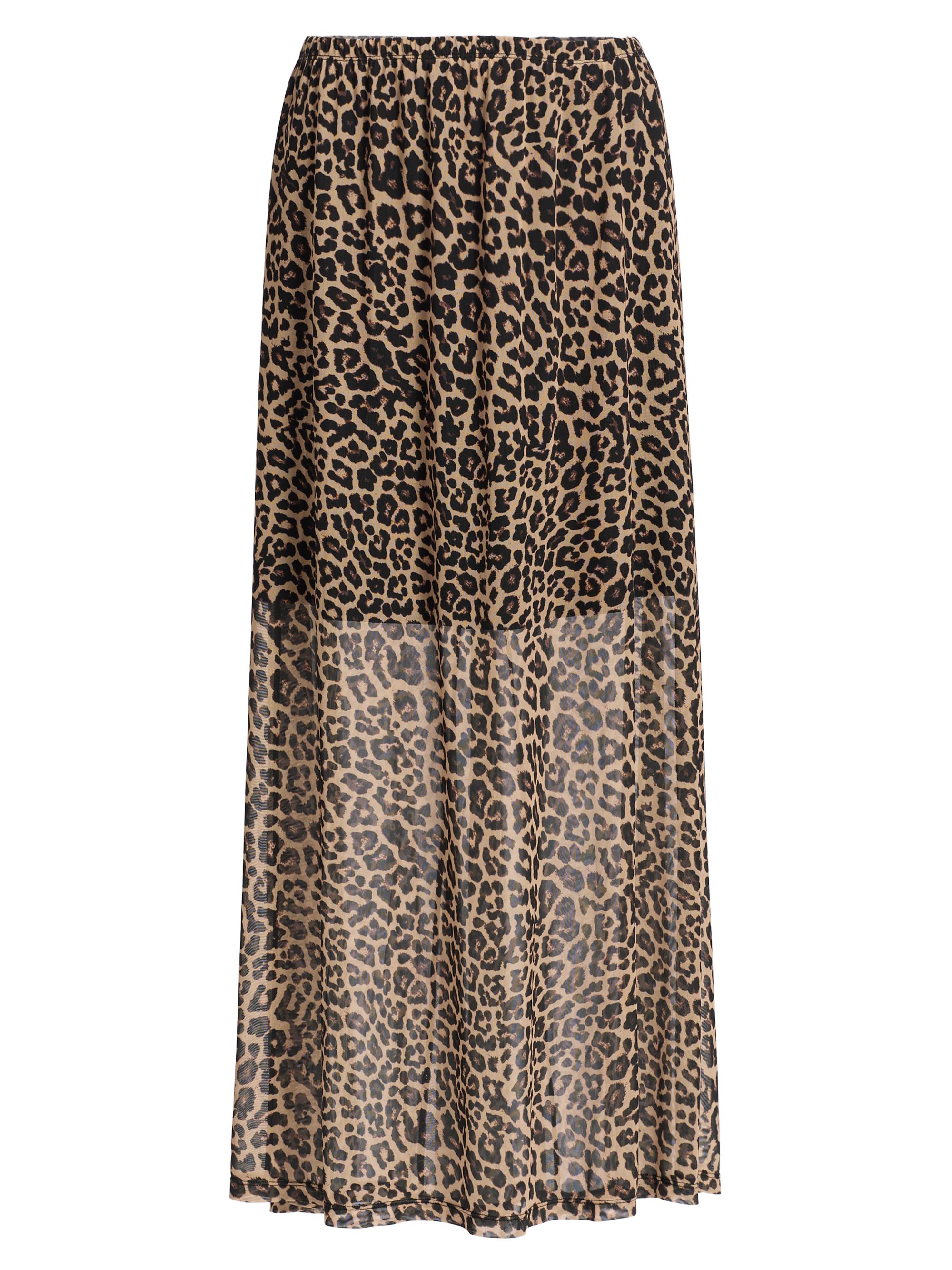 Johnny Was Women's Leopard Print Mesh Gored Maxi Skirt - Chestnut Leopard