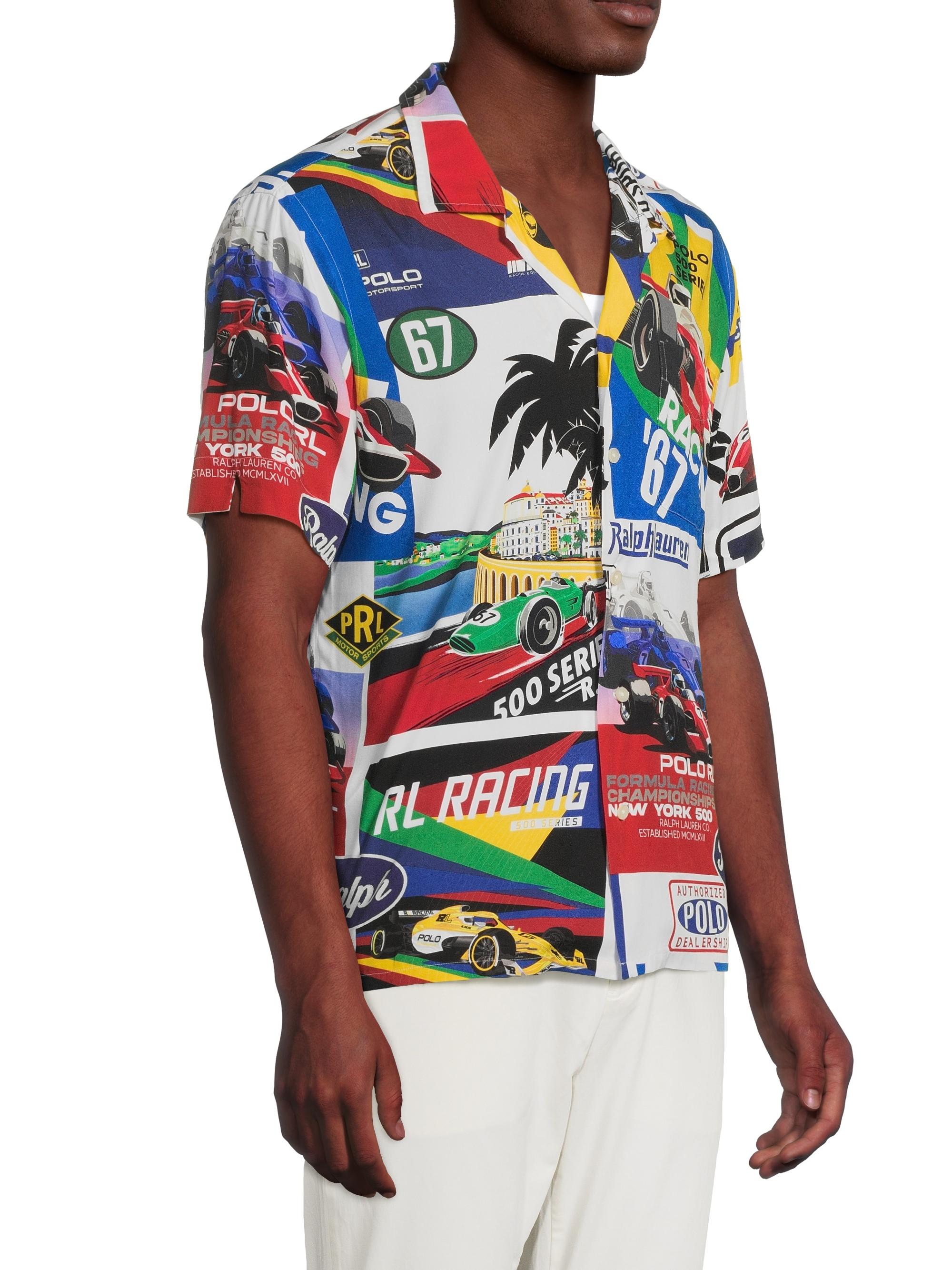 Polo Ralph Lauren Classic-Fit Racing-Print Camp Shirt | Saks Fifth