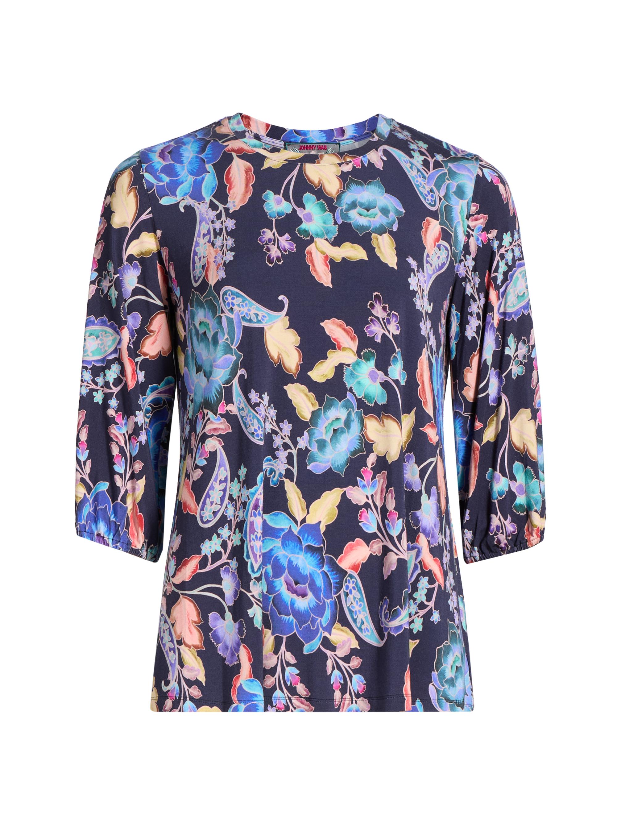 Johnny Was Women's Janie Paisley Print Puff-Sleeve Top - Stevies Garden