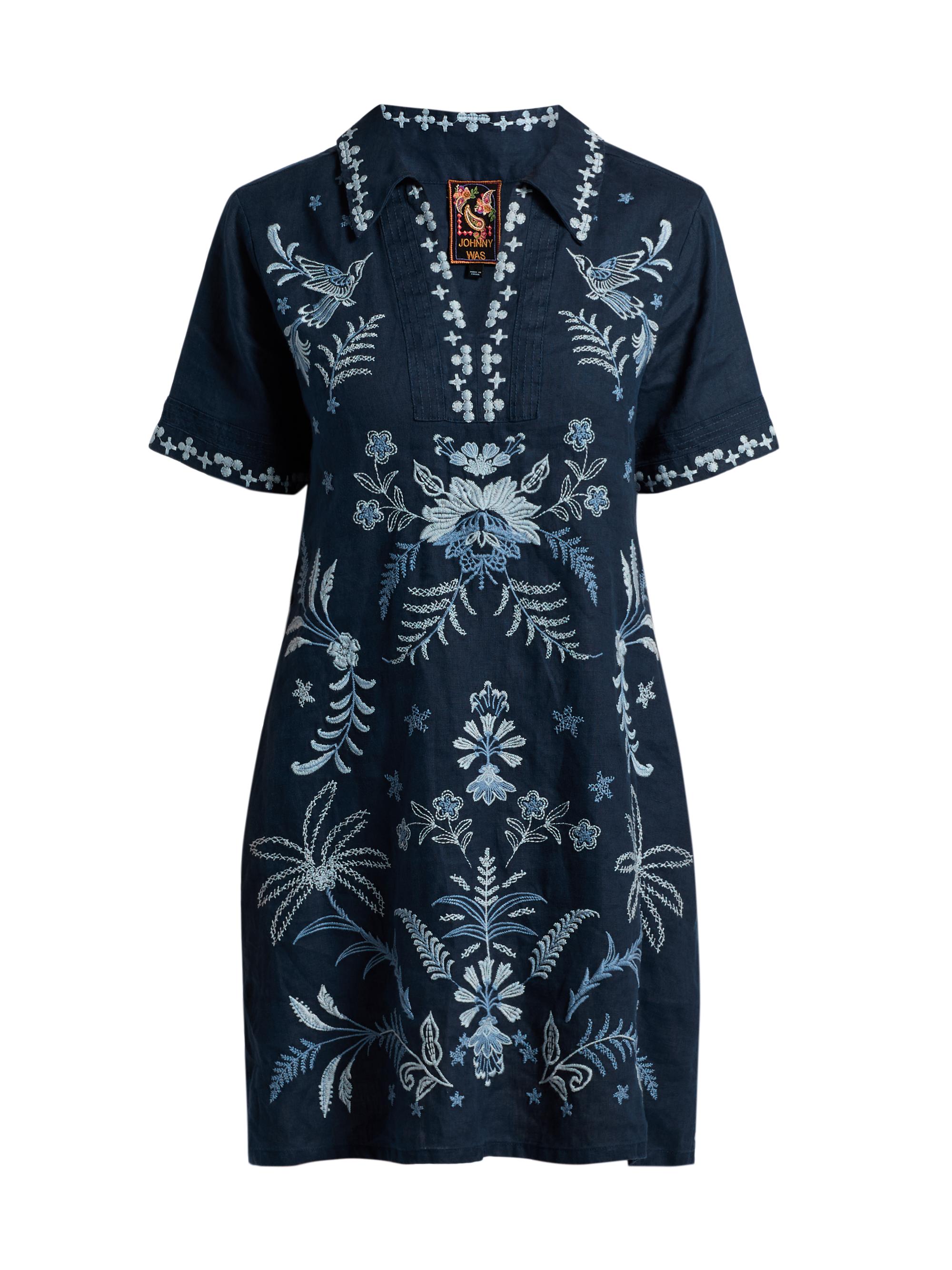 Johnny Was Women's Winona Linen Minidress - Blue Night