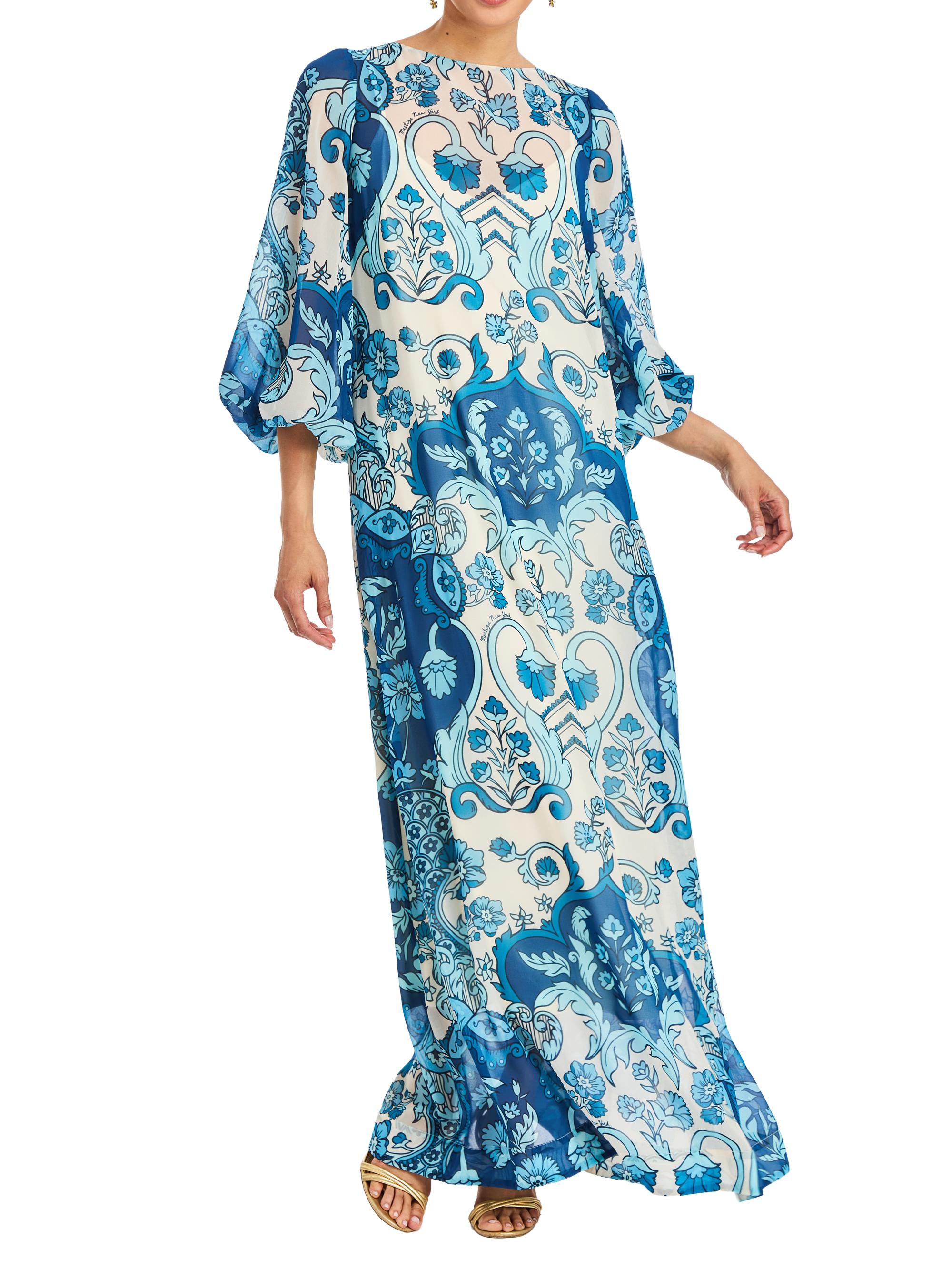Mestiza New York Women's Luzon Floral Chiffon Balloon-Sleeve Gown - Jardin Bleu