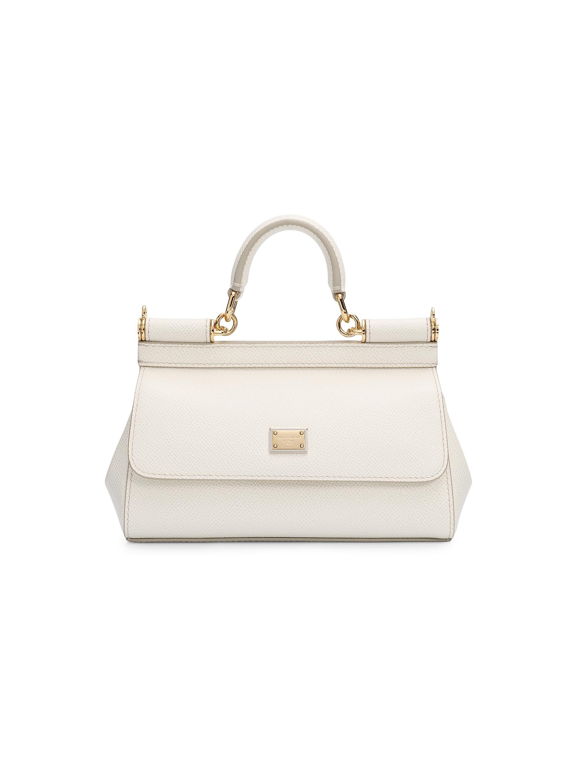 Dolce & Gabbana Women's Sicily Mini Leather Top Handle Bag - White