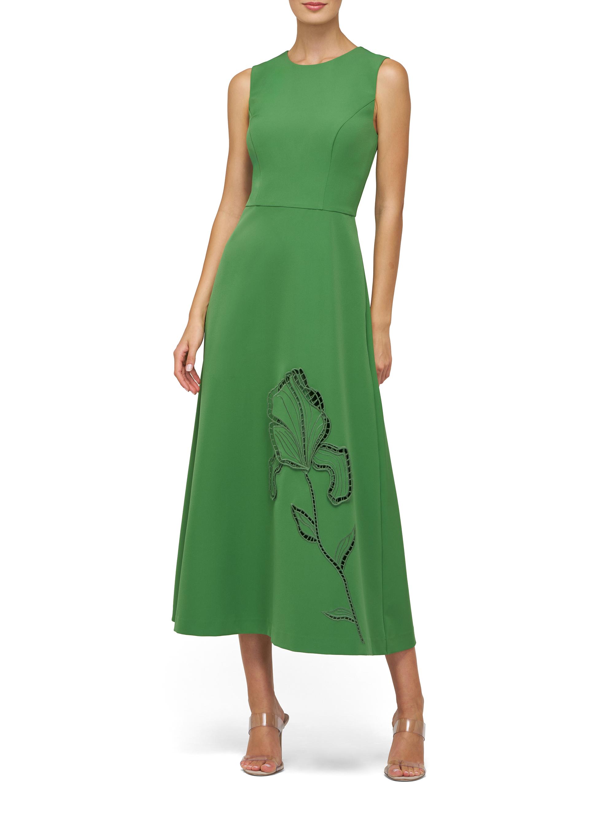 Kay Unger Women's Blossom Floral Appliqué Midi-Dress - Lush Green