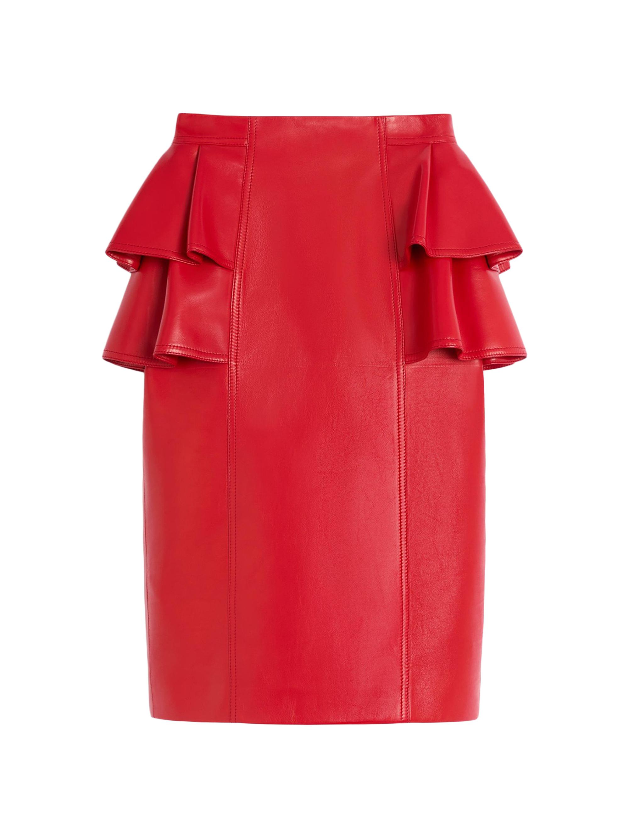 Valentino Garavani Women's Leather Midi Skirt - Red