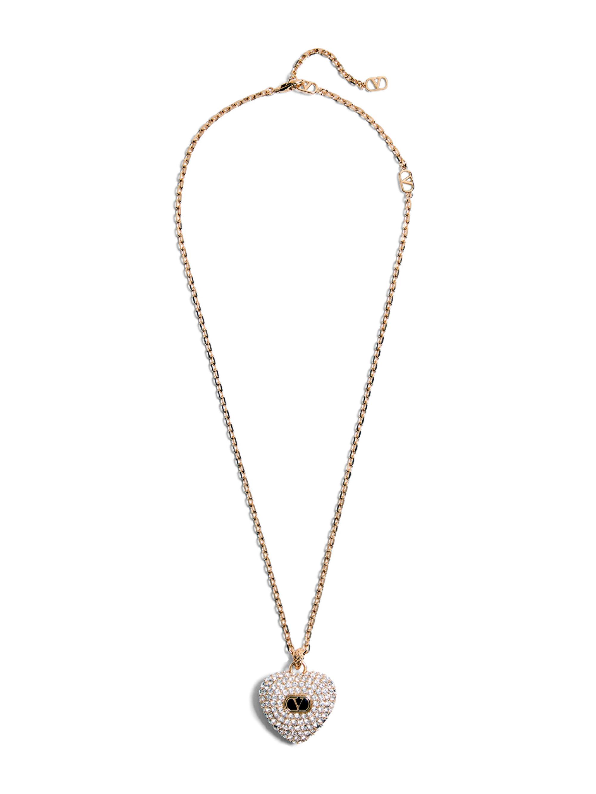 Valentino Garavani Women's Coeur Royal Necklace in Metal, Enamel and Swarovski Crystals - Gold Crystal
