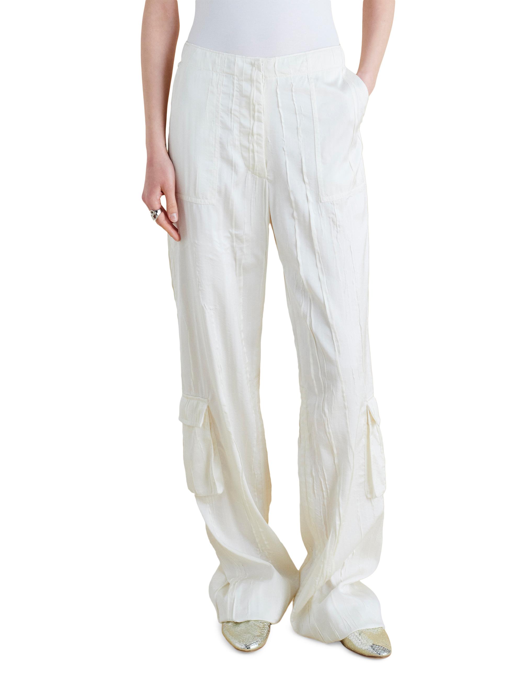 Marina Moscone Women's Crinkled Satin Cargo Trousers - Navy