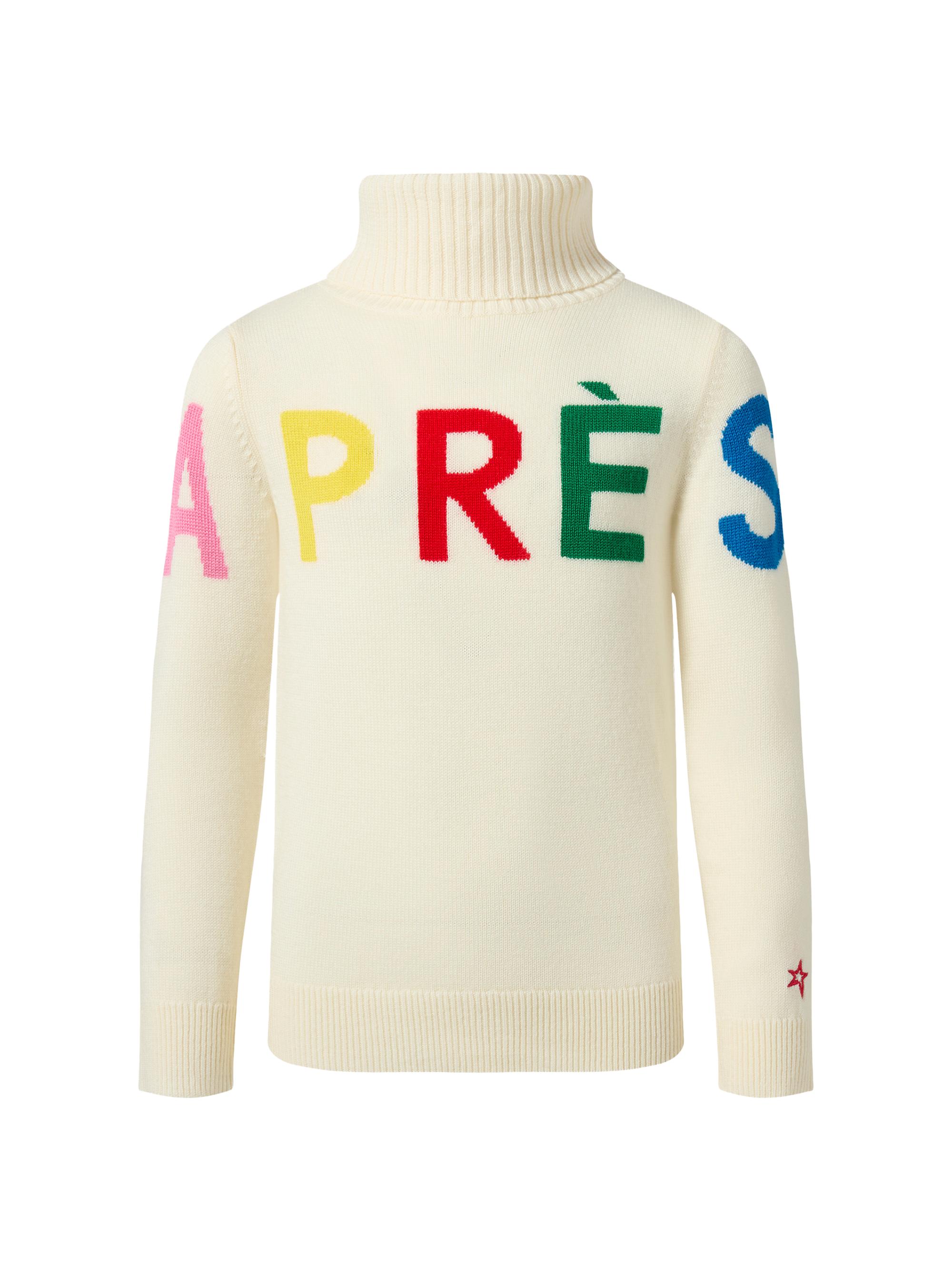 Perfect Moment Little Kid's & Kid's "Après" Wool Turtleneck Sweater - Snow White Rainbow