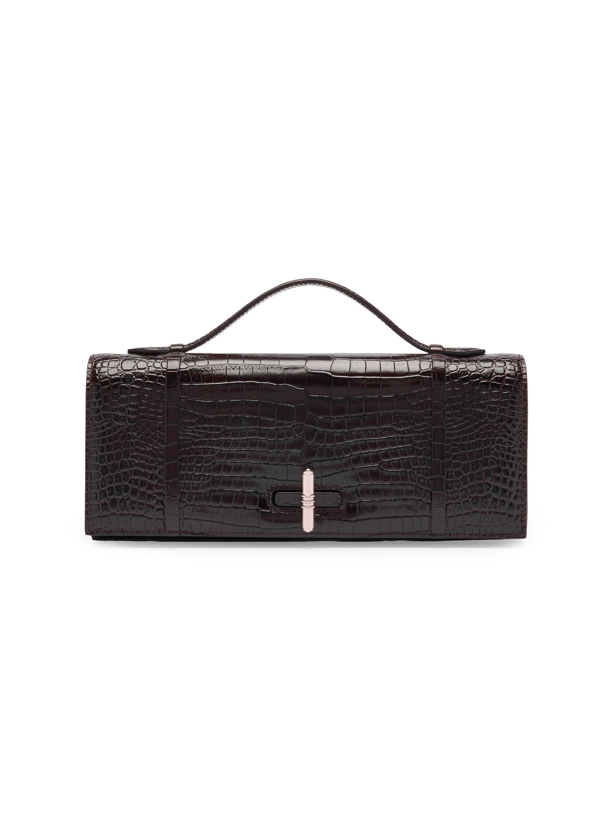 Malone Souliers Women's May Croc-Embossed Leather Clutch Bag - Ebony
