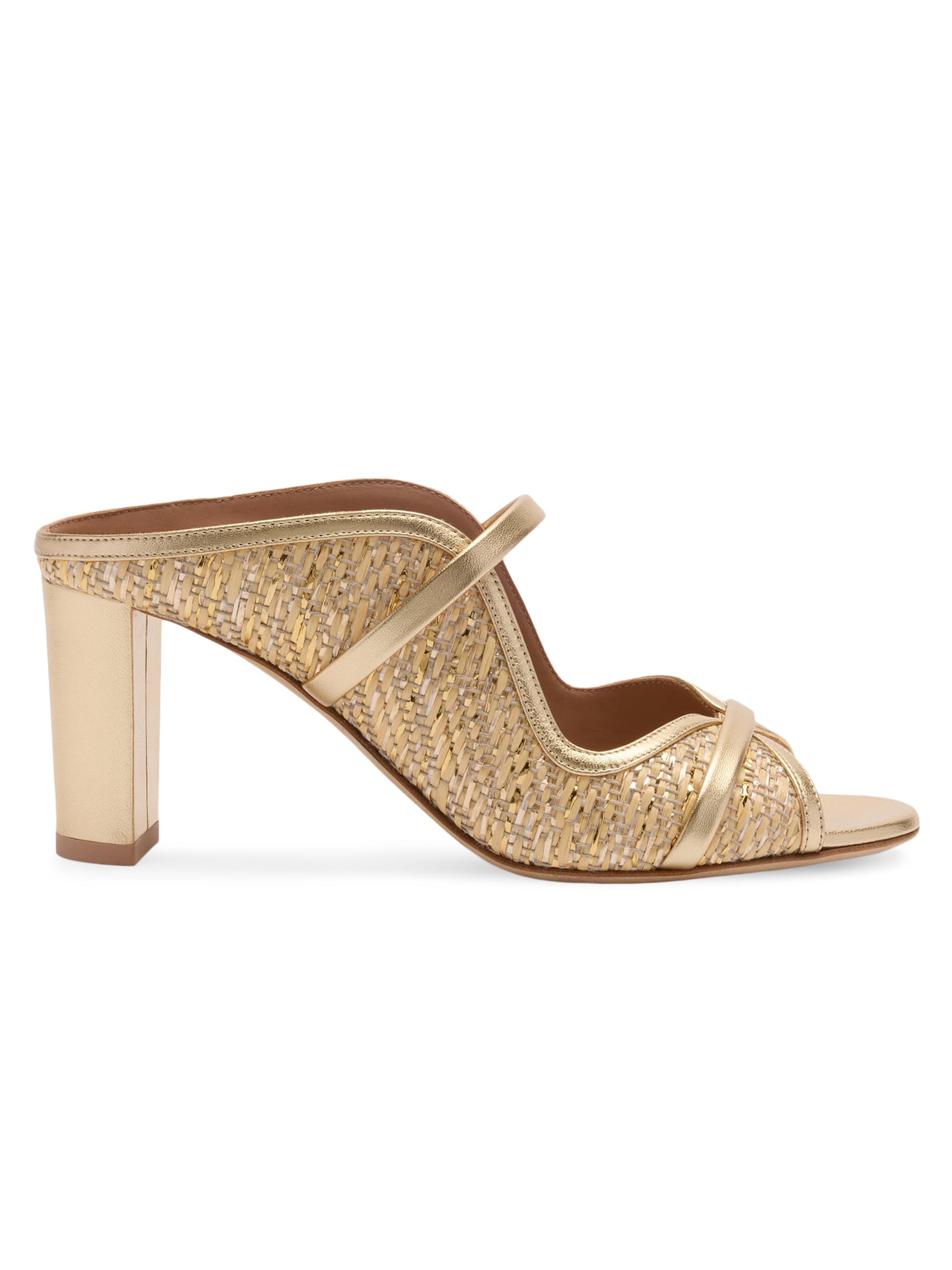 Malone Souliers Women's Norah 70MM Metallic Raffia Sandals - Antique Gold