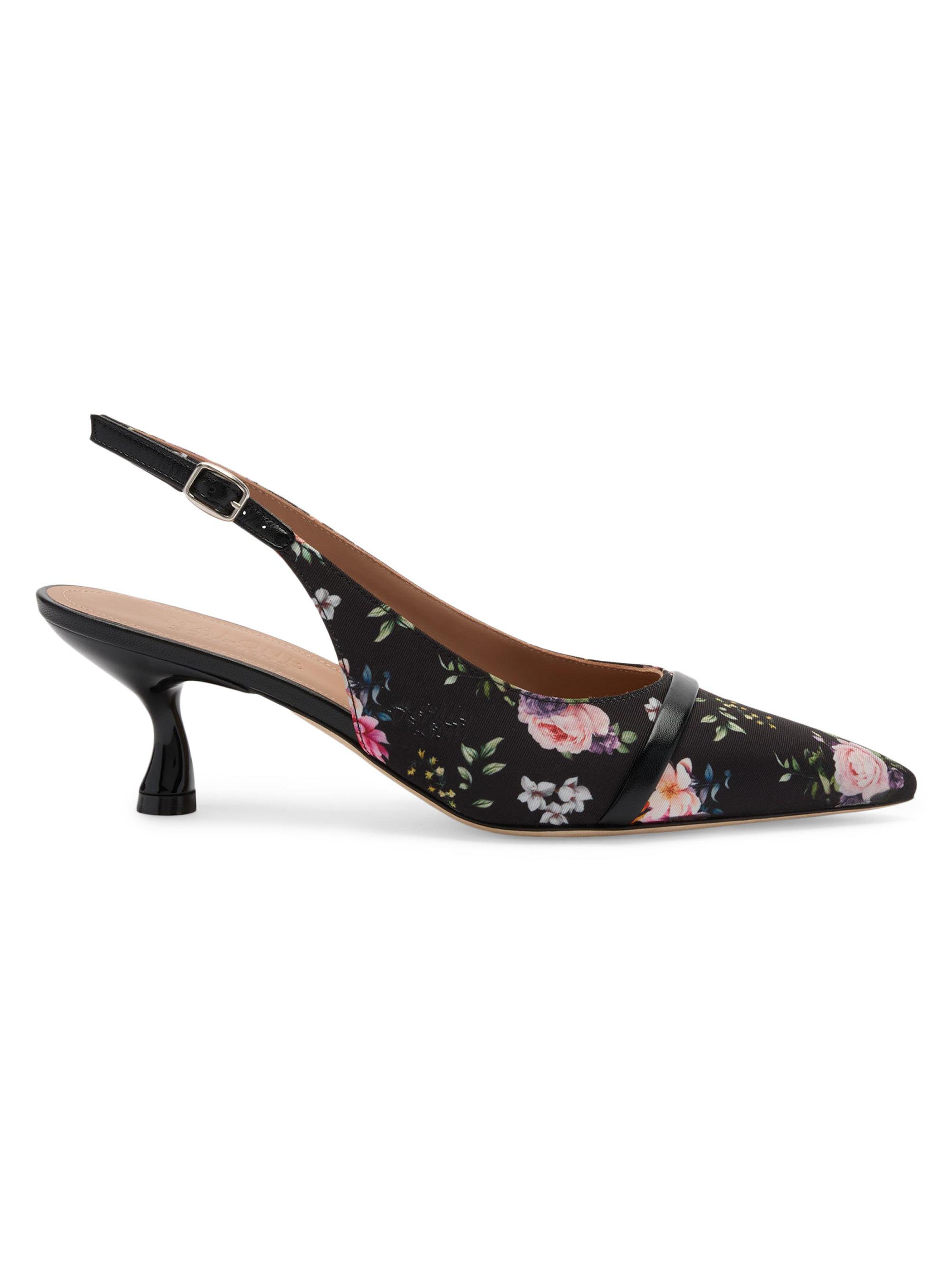 Malone Souliers Women's Jama 45MM Floral-Printed Grosgrain Slingback Pumps - Black