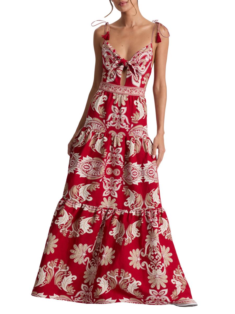品格をまとって【Alice + Olivia】マキシ ドレス 花柄 スカーフ Alice + Olivia Minka Serenade Tie Maxi Dress | Saks Fifth Avenue