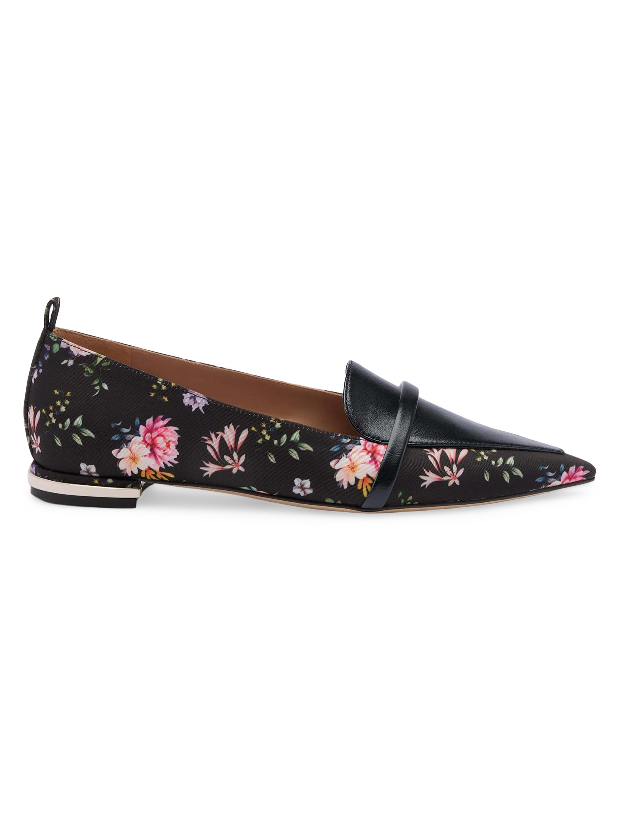 Malone Souliers Women's Dora Floral-Printed Grosgrain Loafers - Black