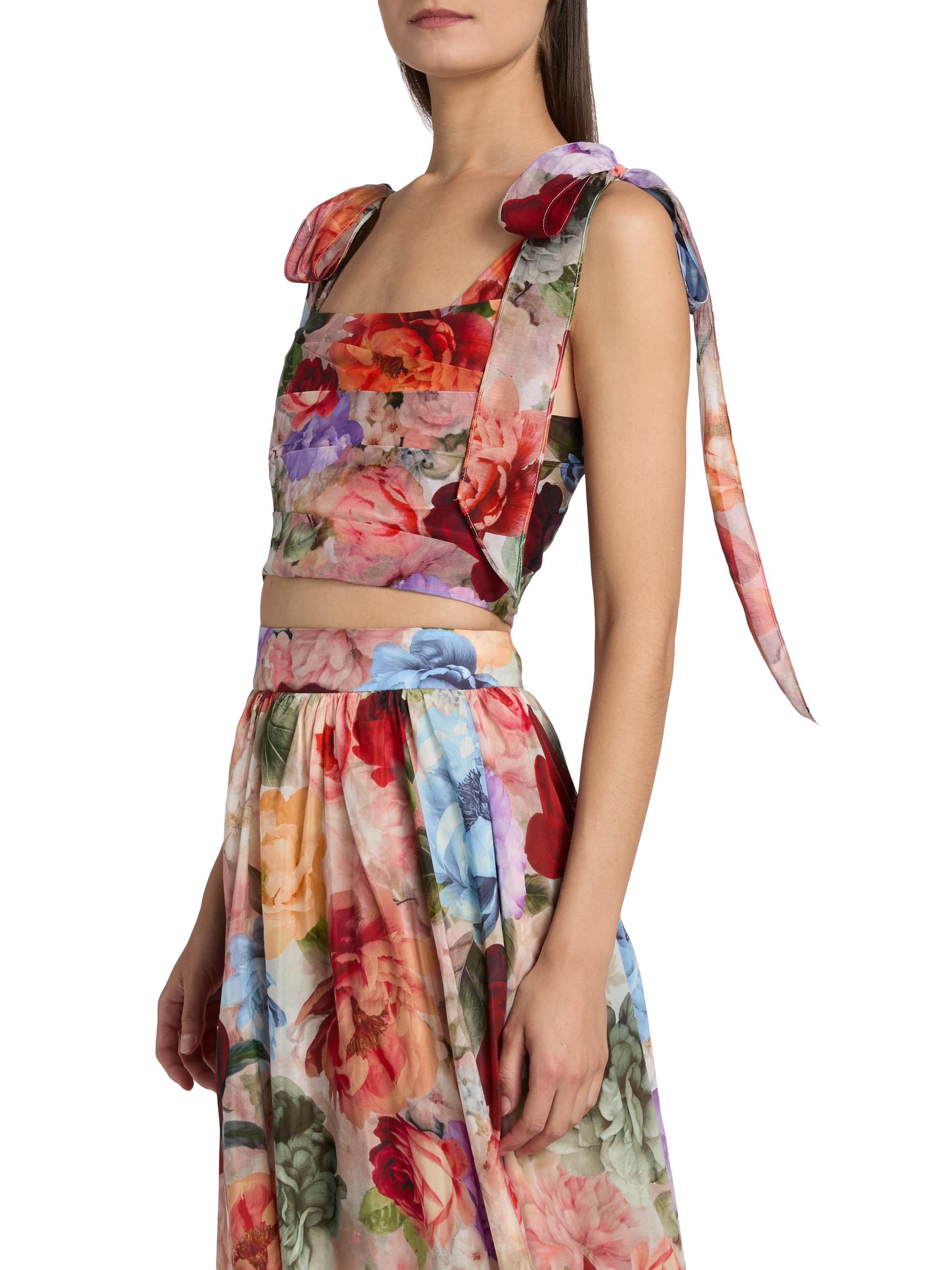 ALICE + OLIVIA Haven Printed Cropped Bustier Top | Saks Fifth Avenue