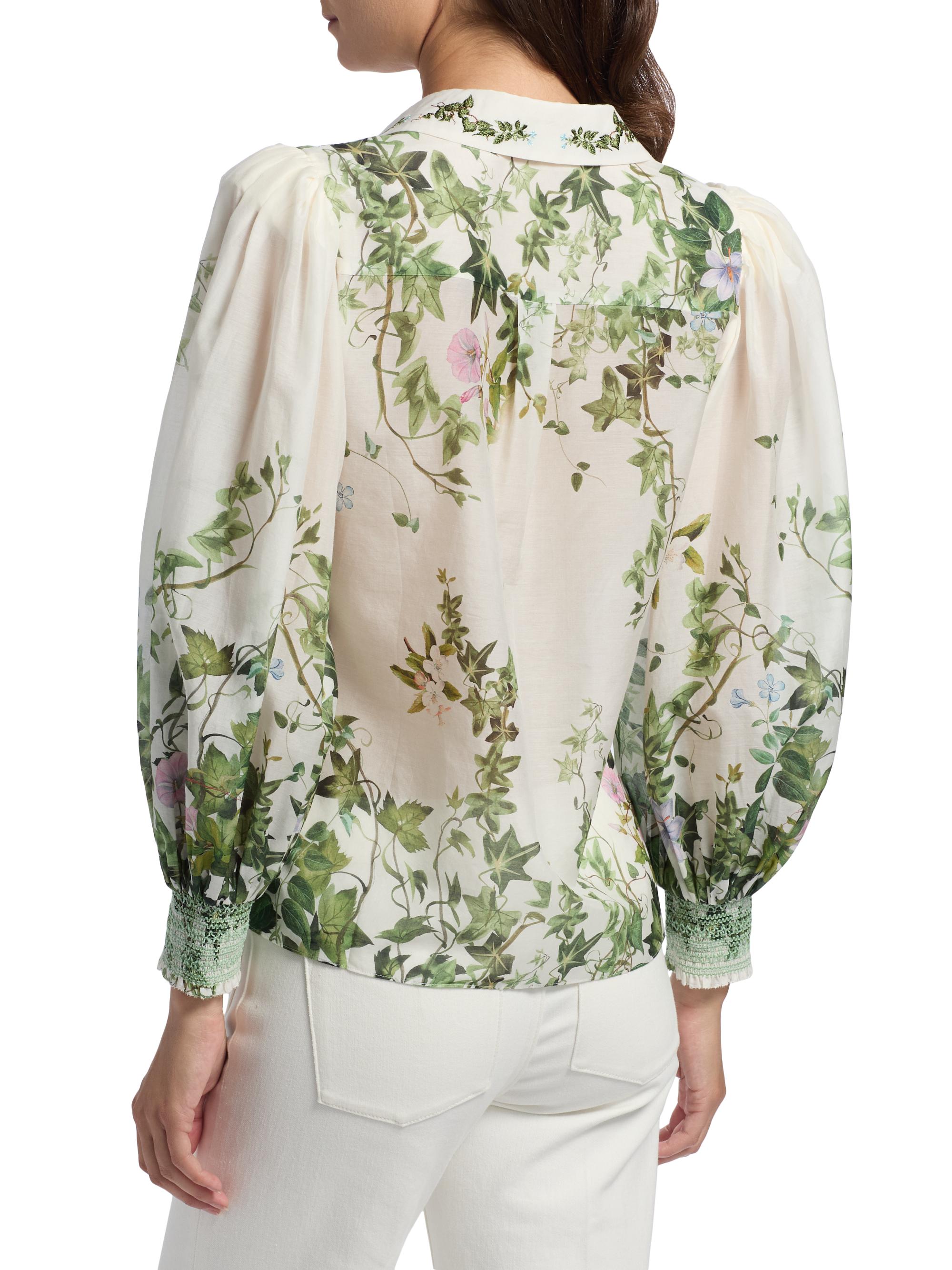 Charis Tropical-Print Cotton-Silk Blouse