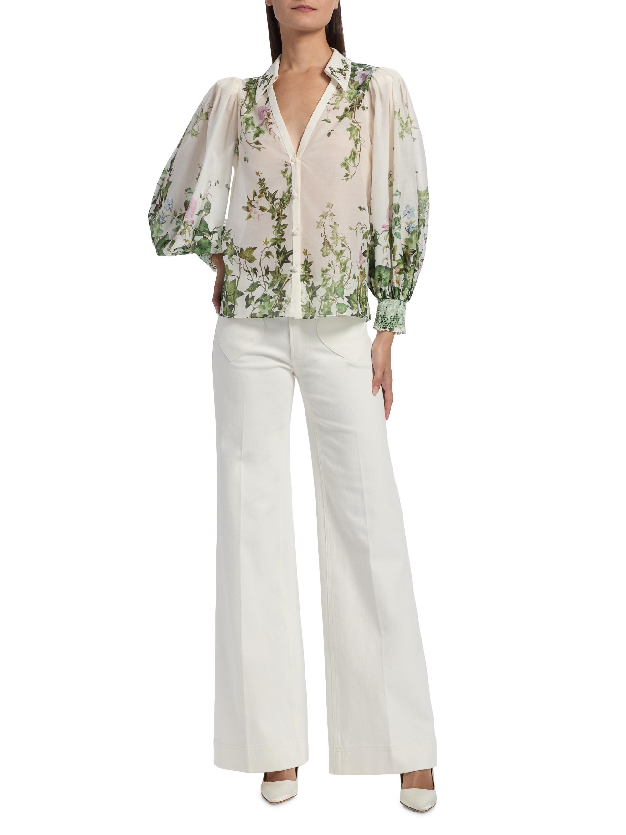 Charis Tropical-Print Cotton-Silk Blouse