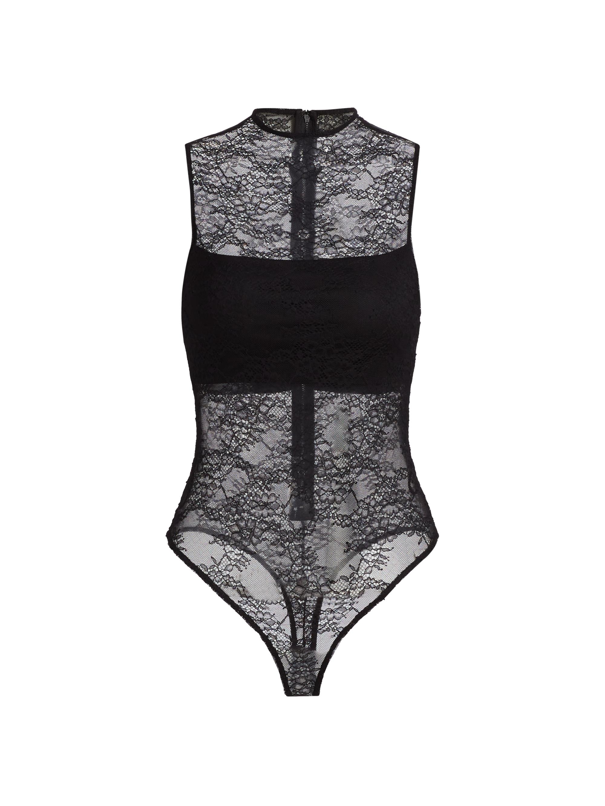 Alice + Olivia Women's Nichol Lace Bodysuit - Black