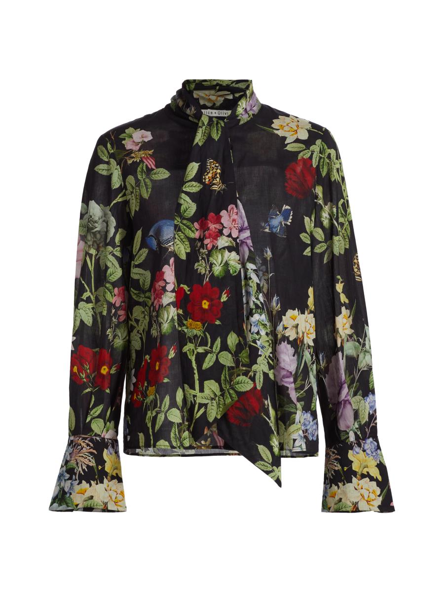 トップス acka tiered slit blouse Lloyd Slit Sleeve Blouse In Venus Floral | Alice + Olivia