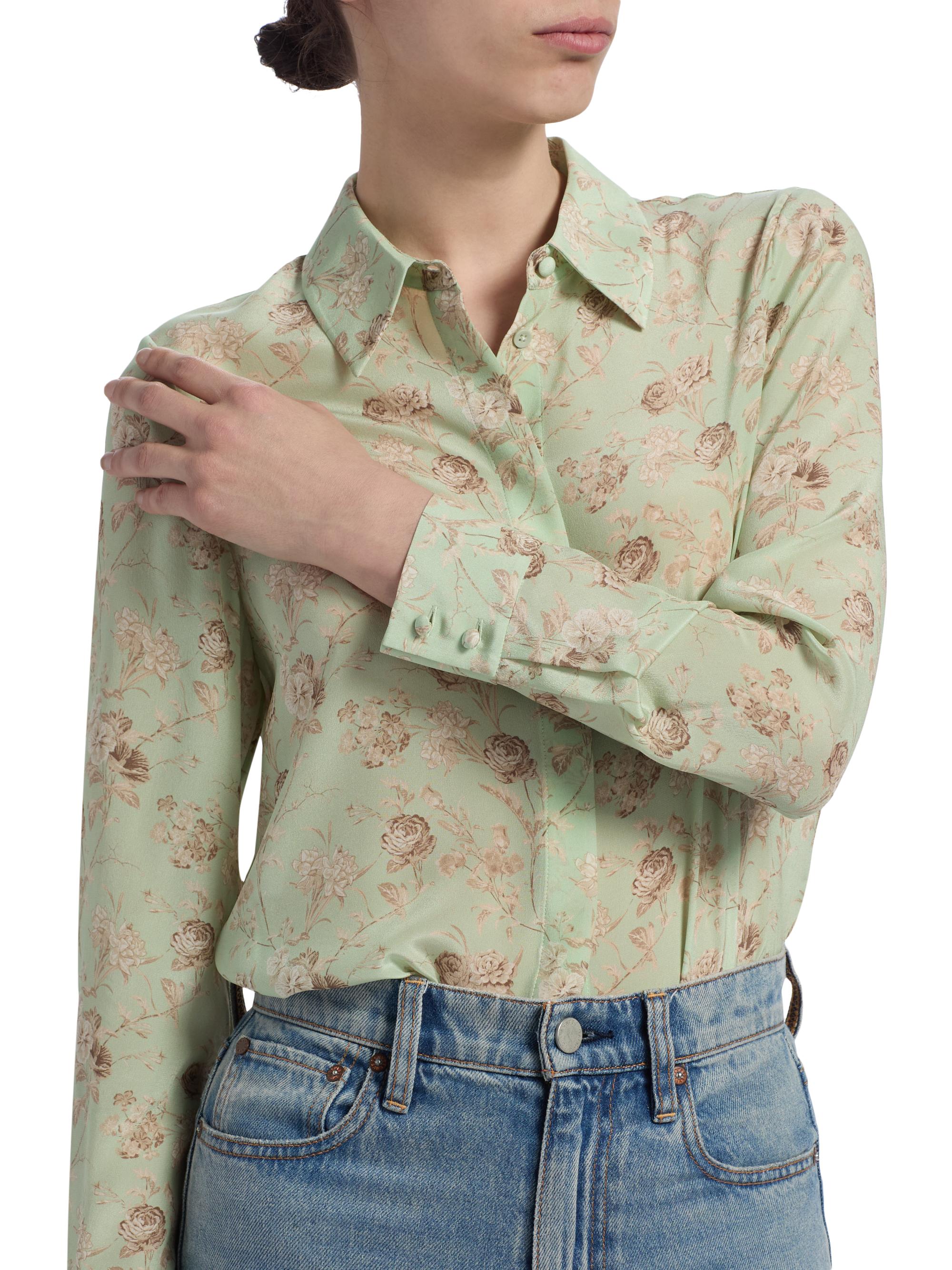 ALICE + OLIVIA Willa Floral Silk Button-Front Shirt | Saks Fifth