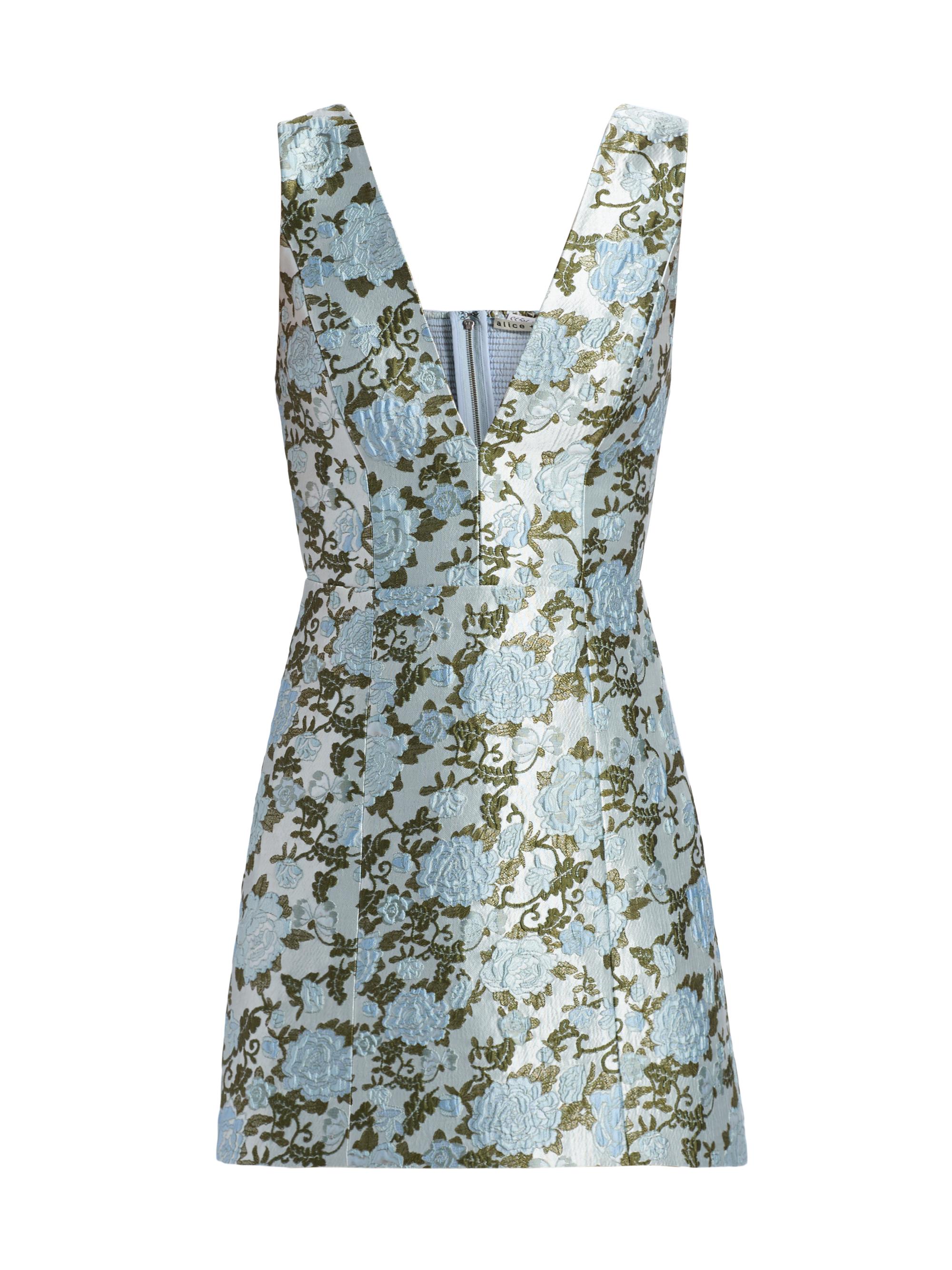 ALICE + OLIVIA Women's Tatum Floral Satin Minidress - Mineral Blue