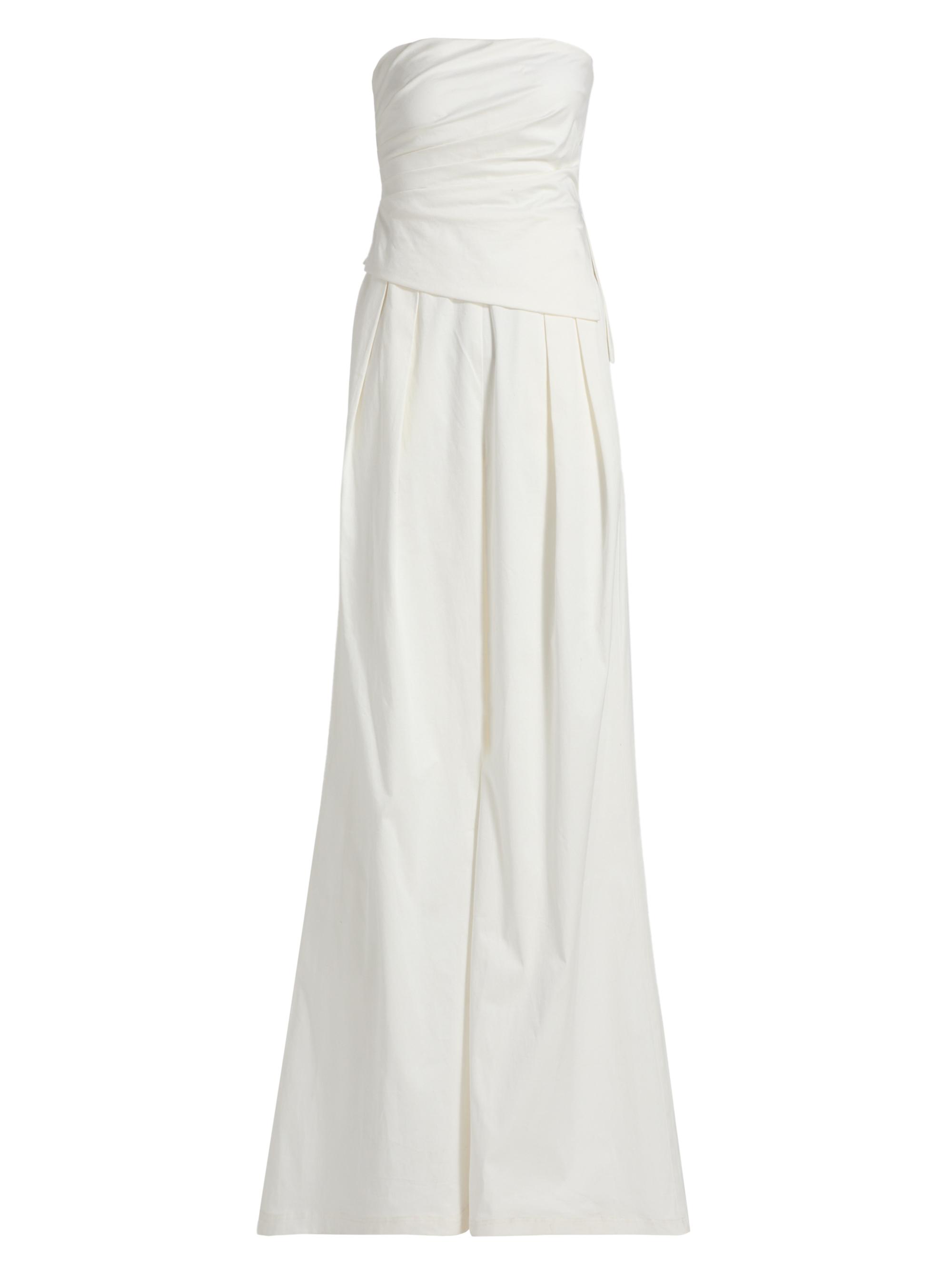 Amsale Crepe Wide-Leg Jumpsuit | Saks Fifth Avenue