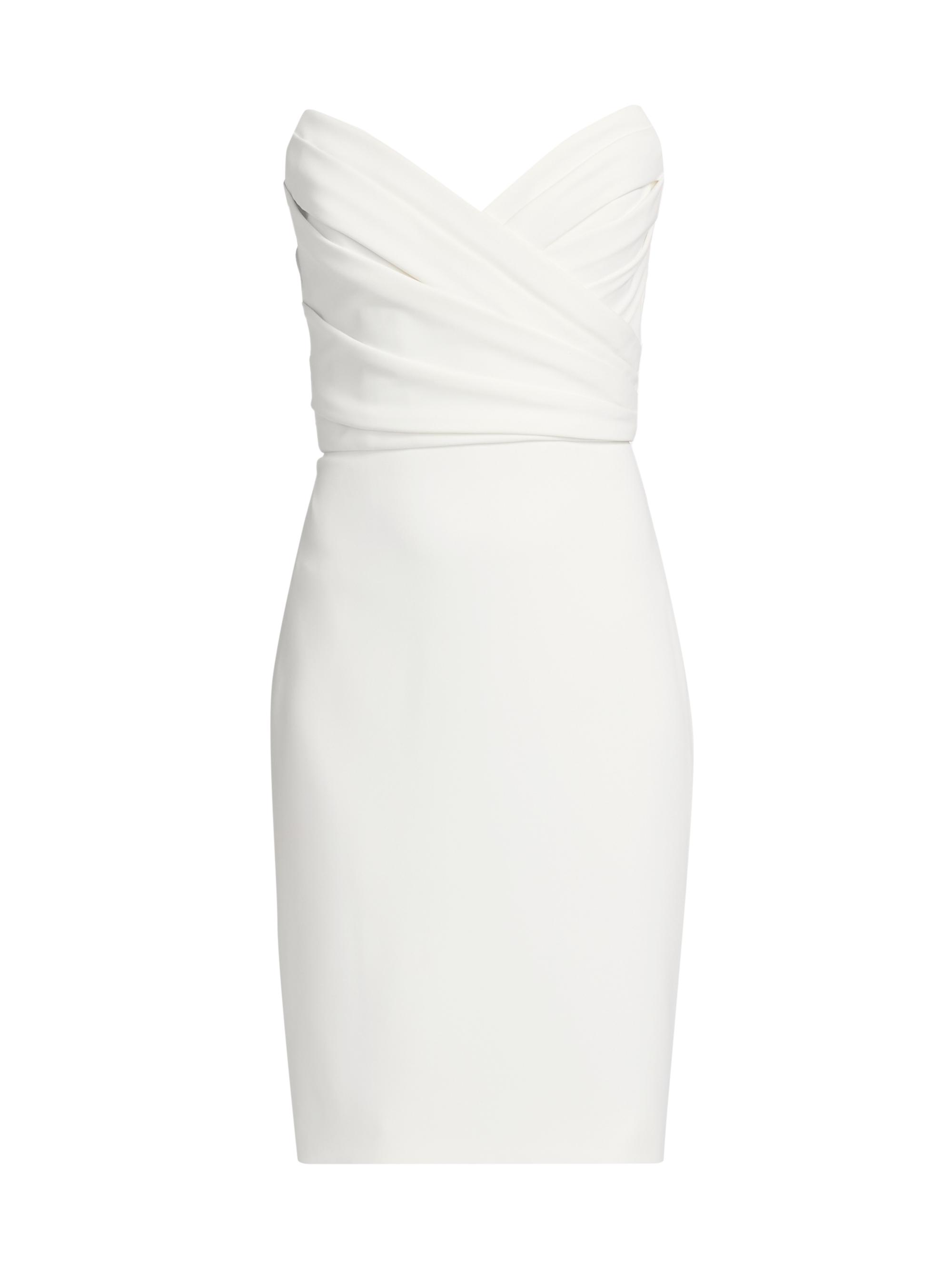 Amsale Women's Pleated Strapless Cocktail Dress - Silk White