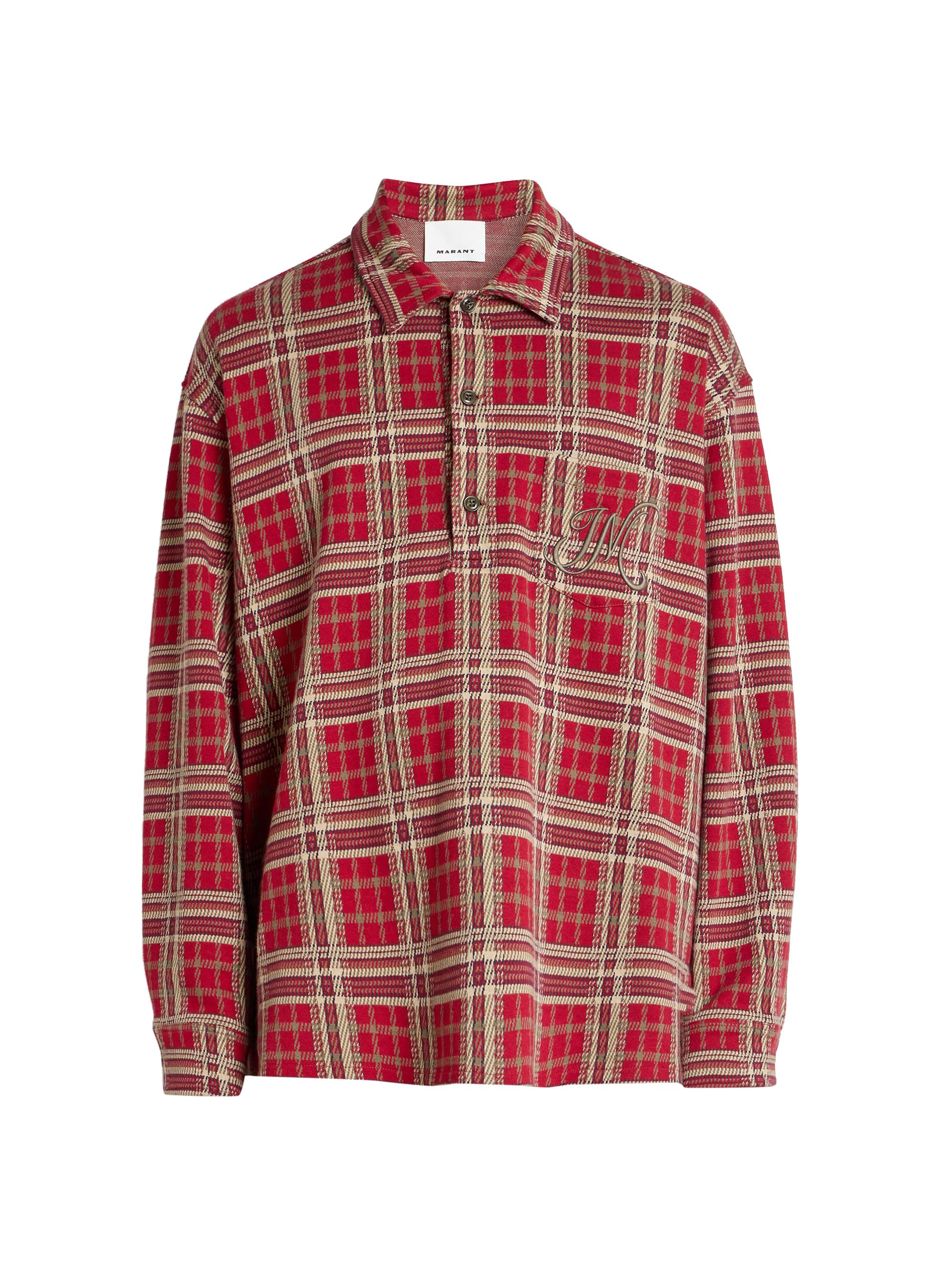 Isabel Marant Men's Orelien Plaid Cotton Shirt - Deep Red