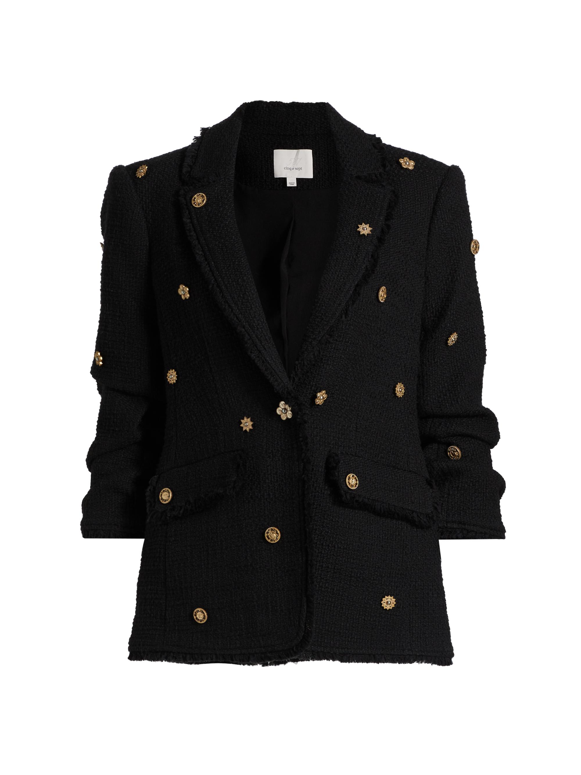 CINQ A SEPT Women's Khloe Studded Cotton Blazer - Black
