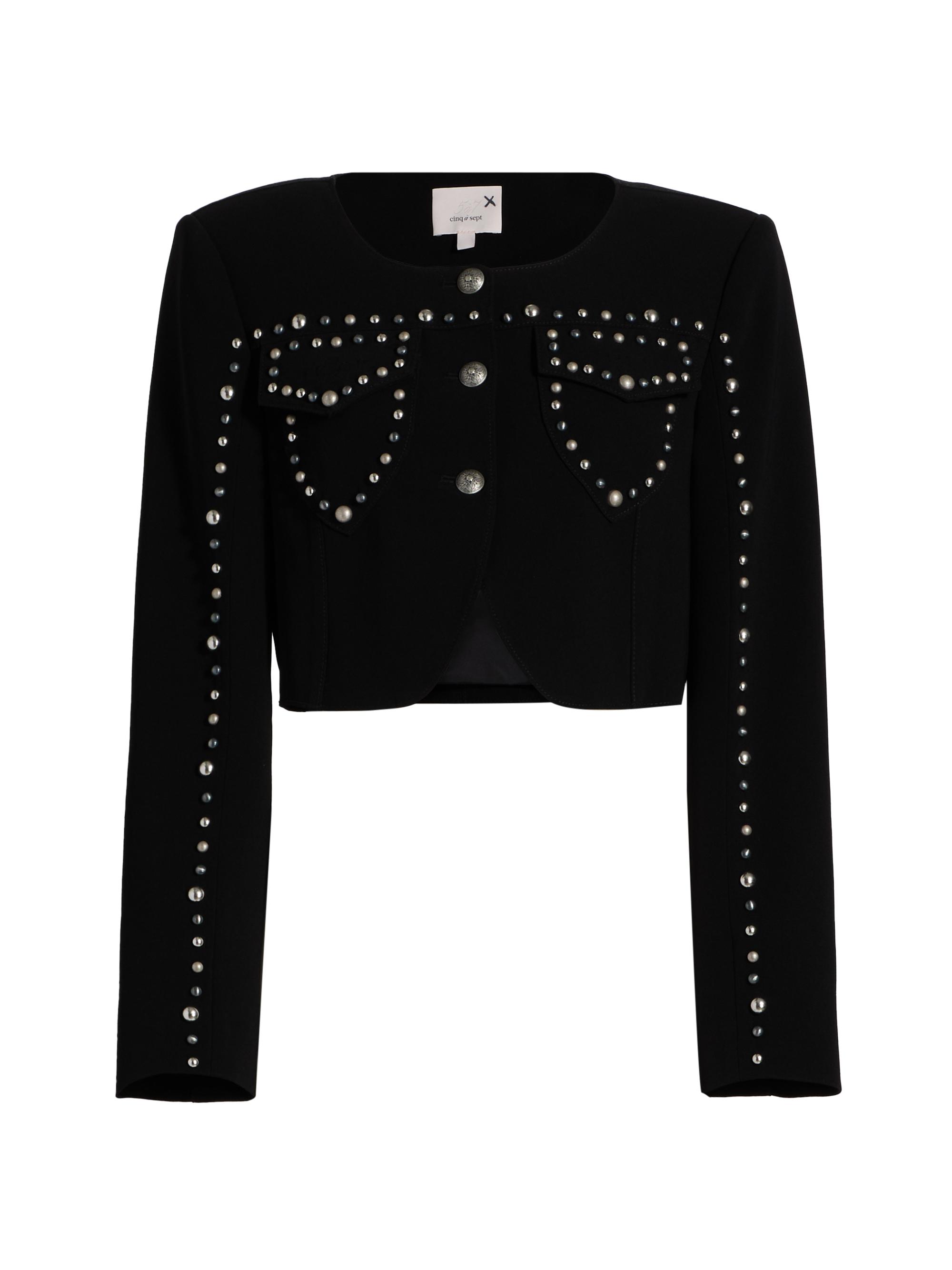 Cinq à Sept Women's Olga Studded Crop Jacket - Black